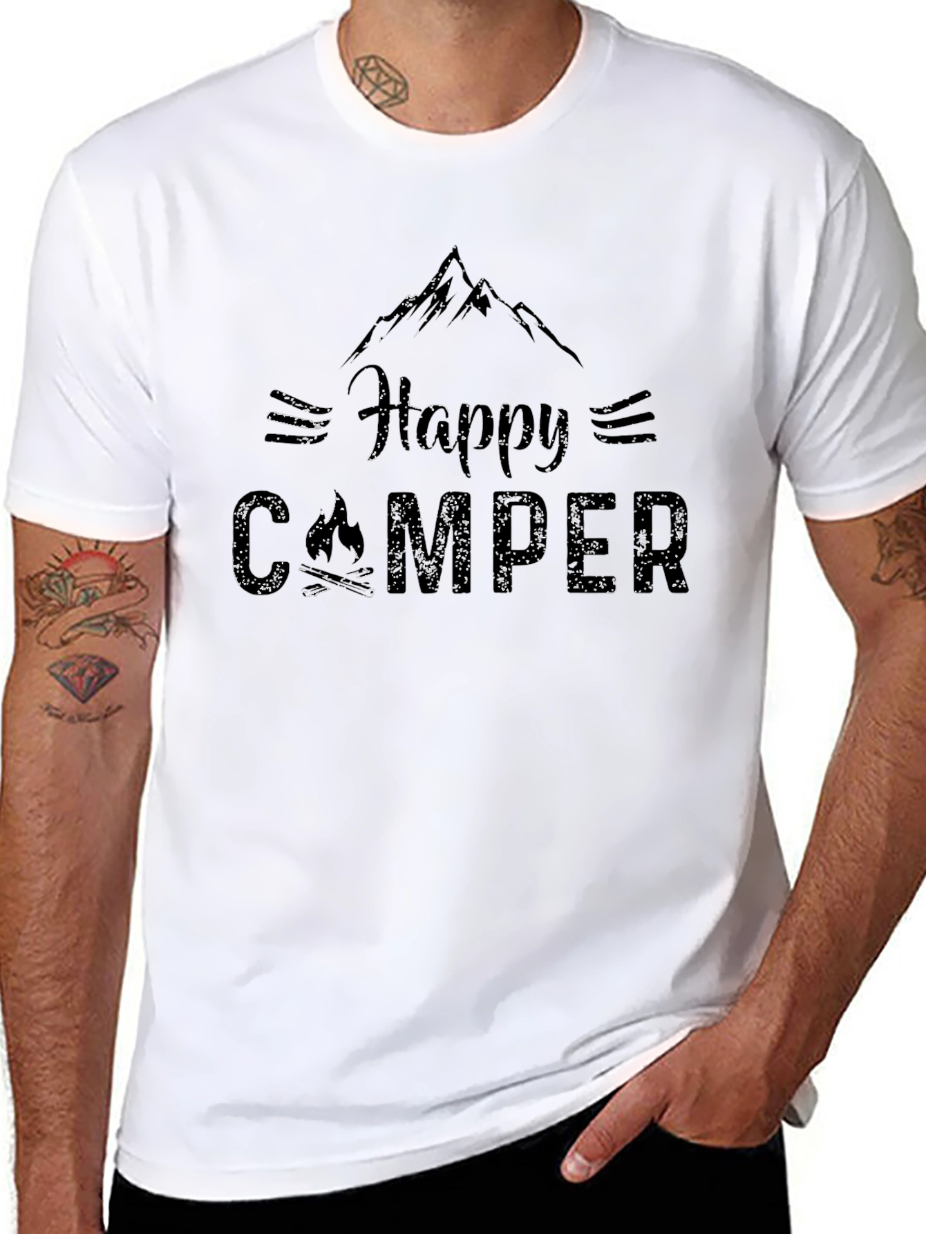 Happy Camper Graphic T-Shirt - Black