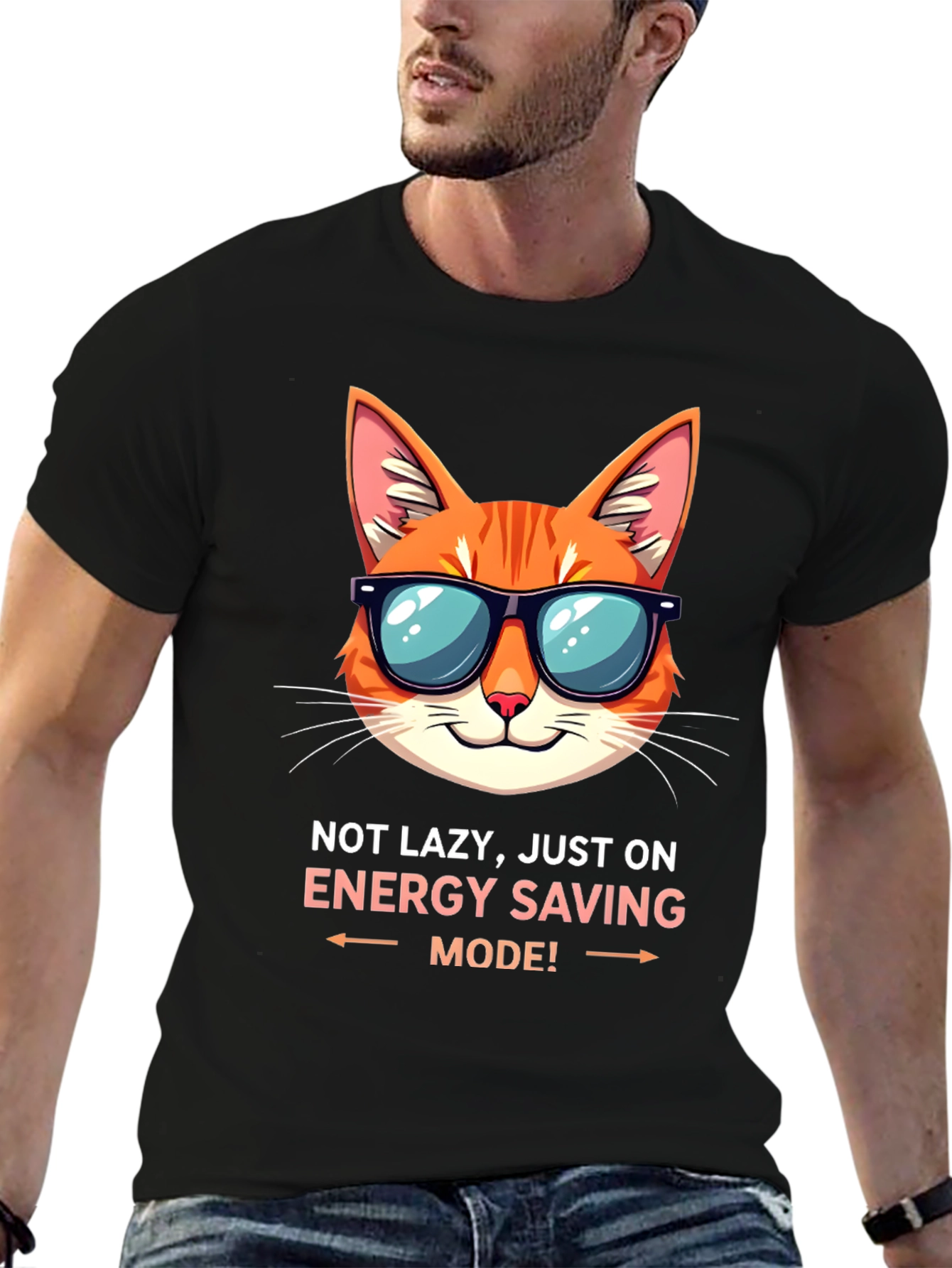 Funny Cat Energy Saving Mode T-Shirt