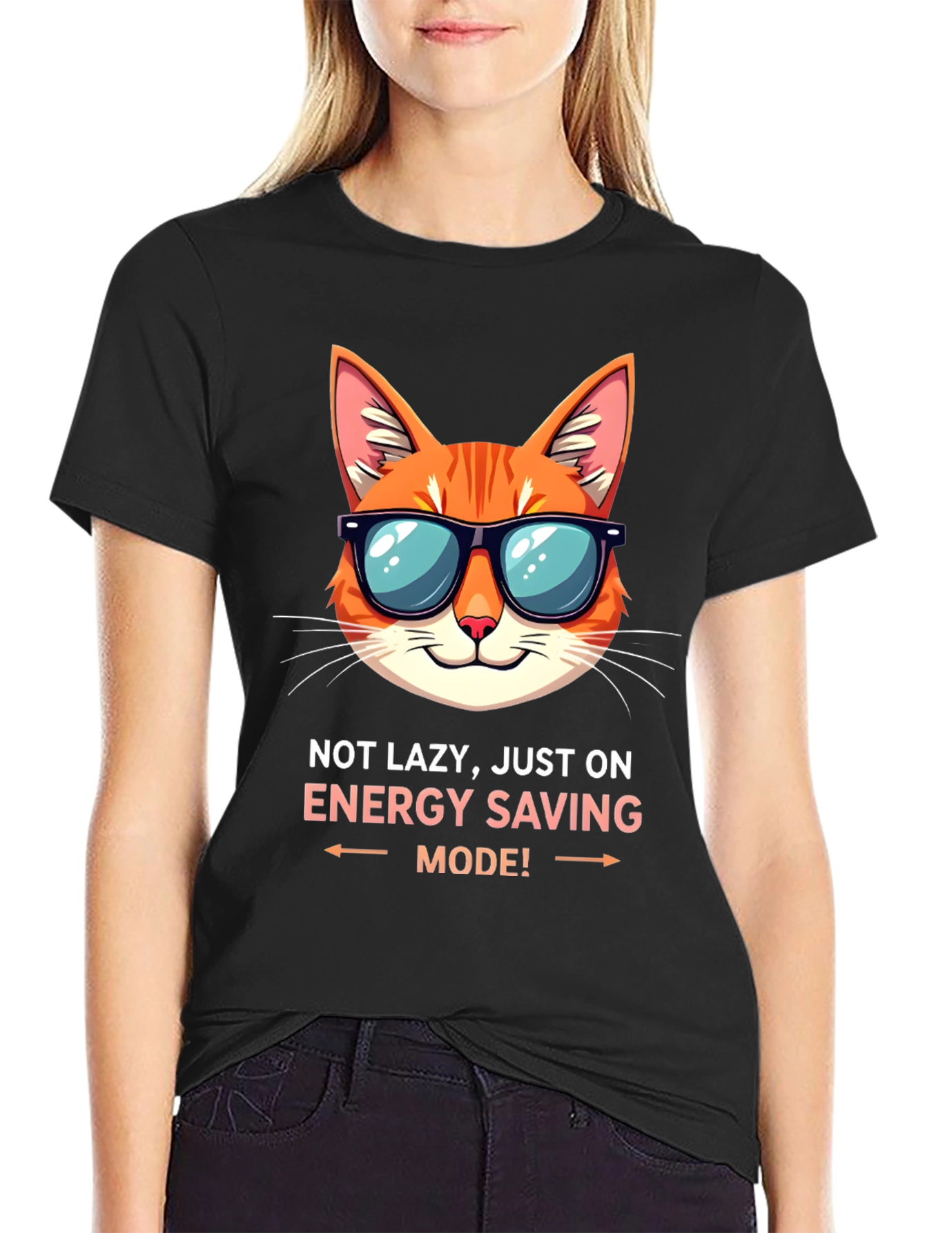 Funny Cat Energy Saving Mode T-Shirt