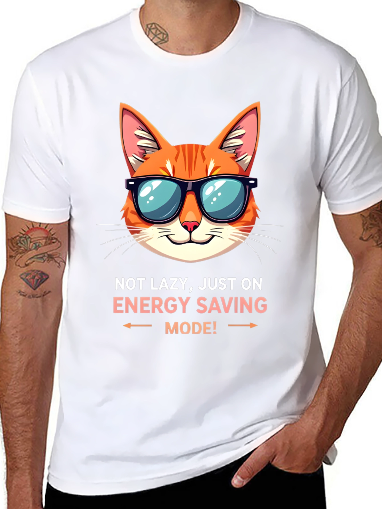 Funny Cat Energy Saving Mode T-Shirt