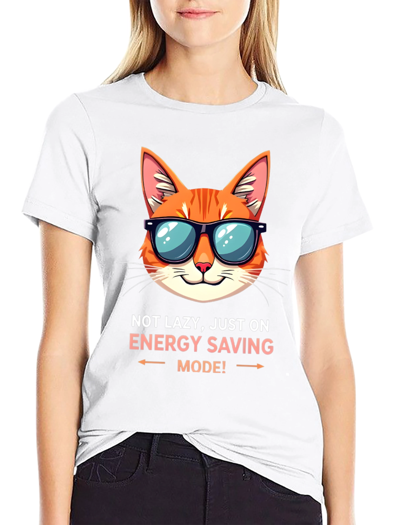 Funny Cat Energy Saving Mode T-Shirt