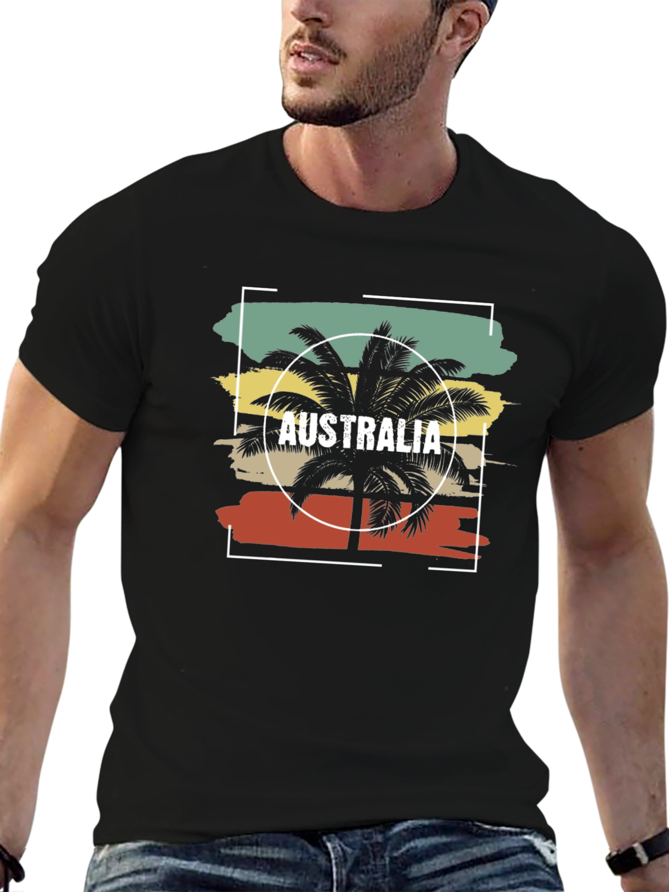 Australia Palm Tree Graphic T-Shirt - Tropical Vacation Style