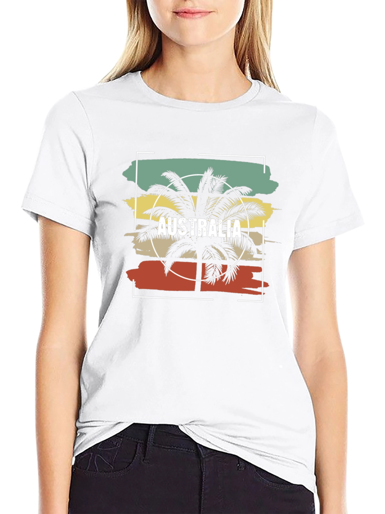 Australia Palm Tree Graphic T-Shirt - Tropical Vacation Style