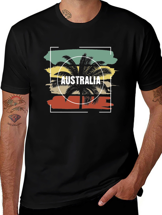 Australia Palm Tree Graphic T-Shirt - Tropical Vacation Style