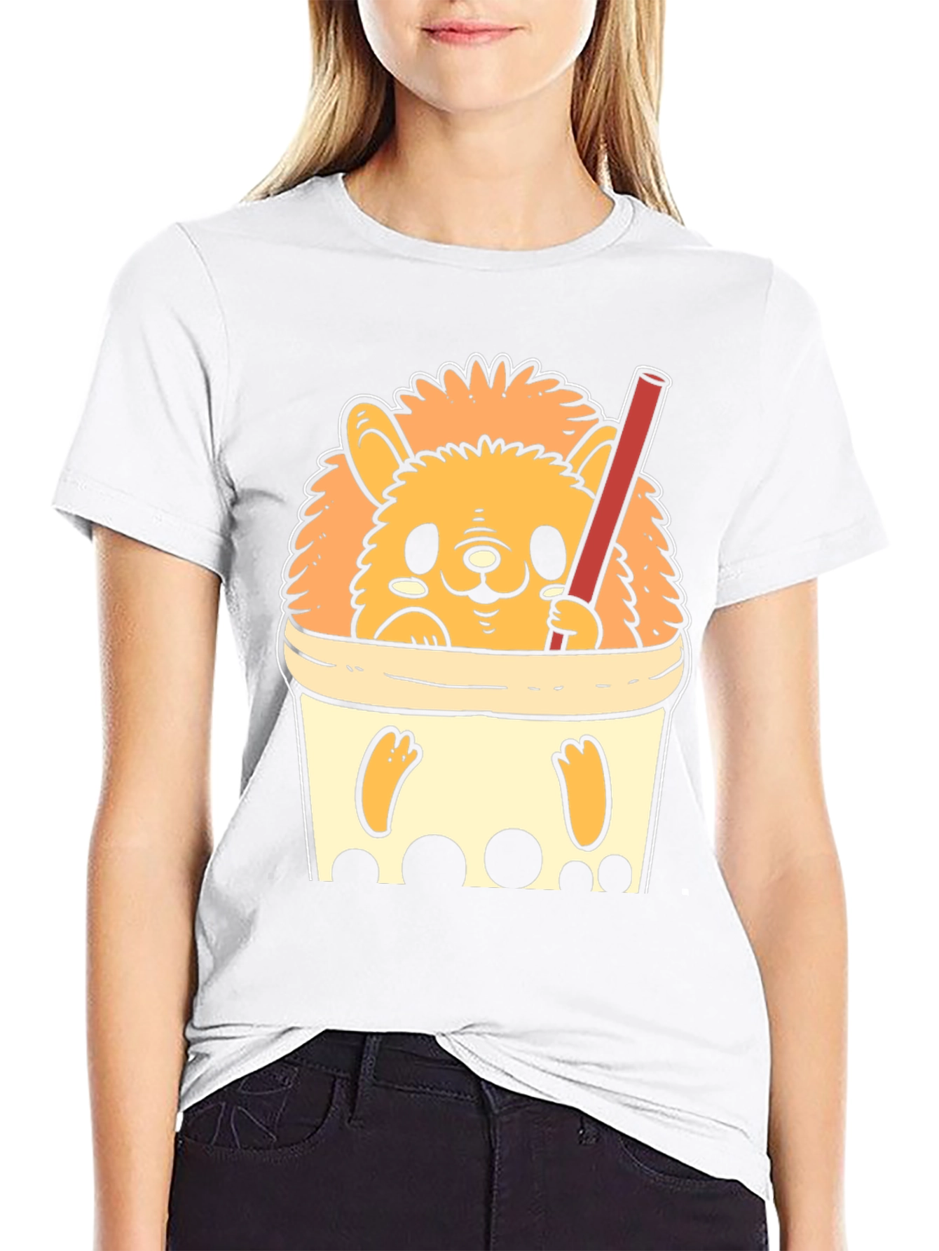 Hedgehog Boba Tea T-Shirt - Cute Cartoon Design
