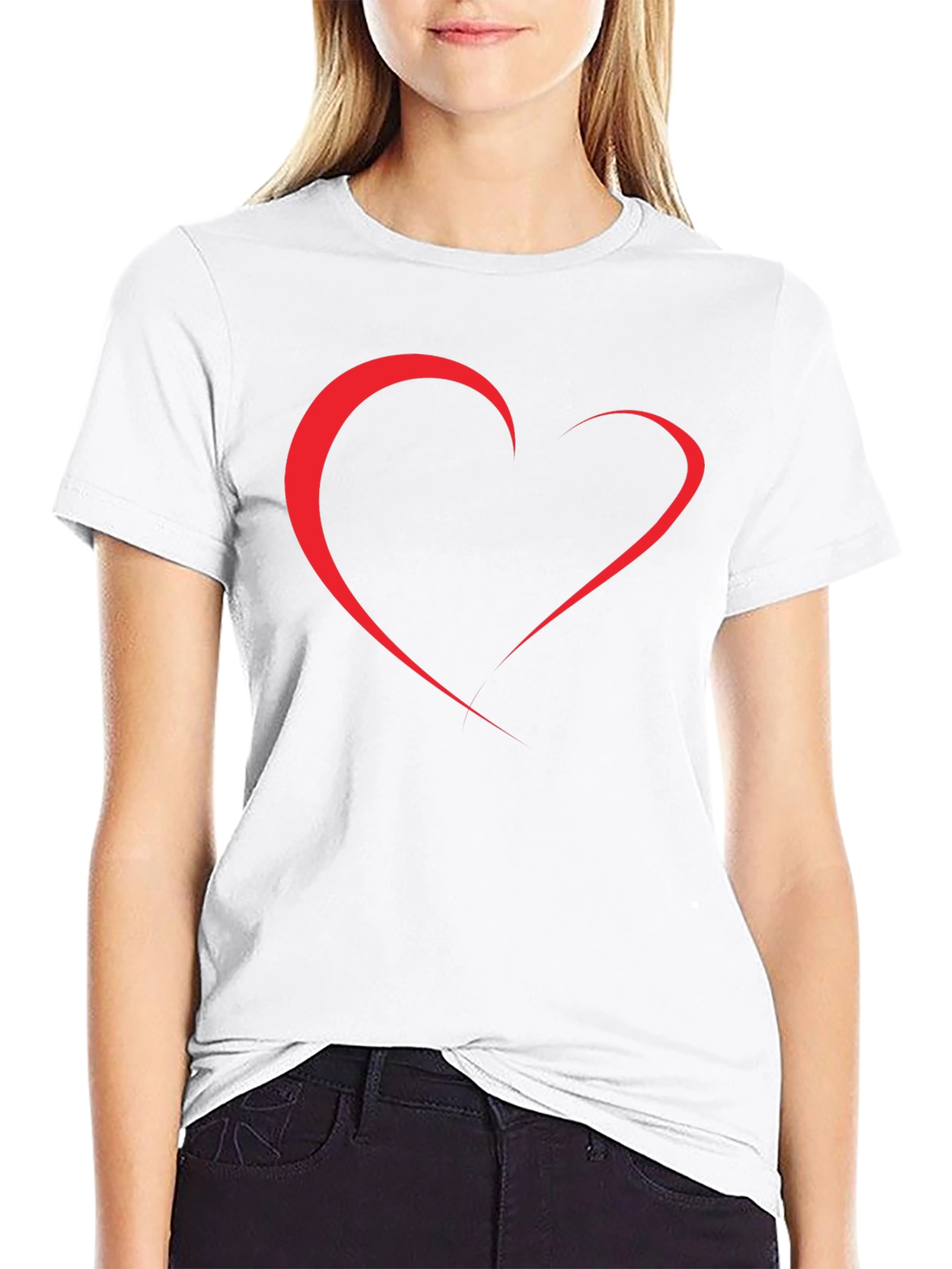 Heart Line Art Black T-Shirt
