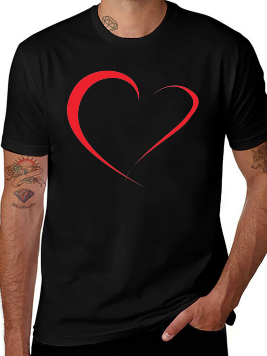 Heart Line Art Black T-Shirt