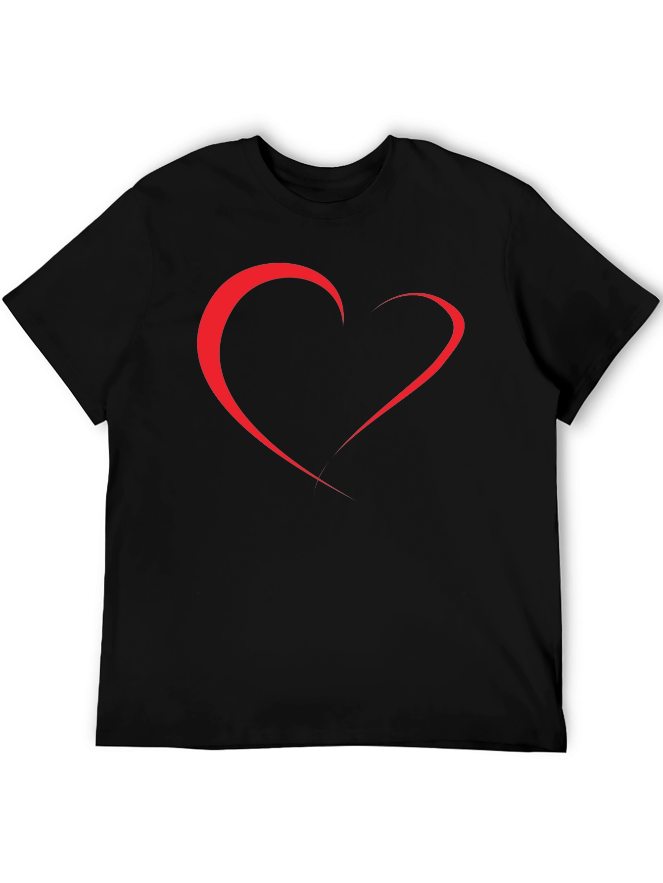 Heart Line Art Black T-Shirt