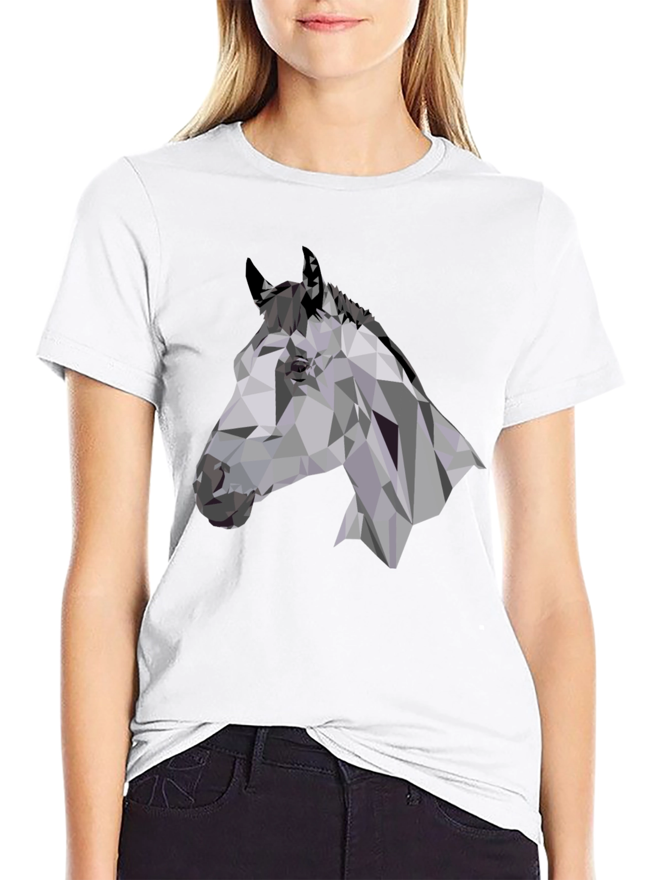 Geometric Horse Head Black T-Shirt