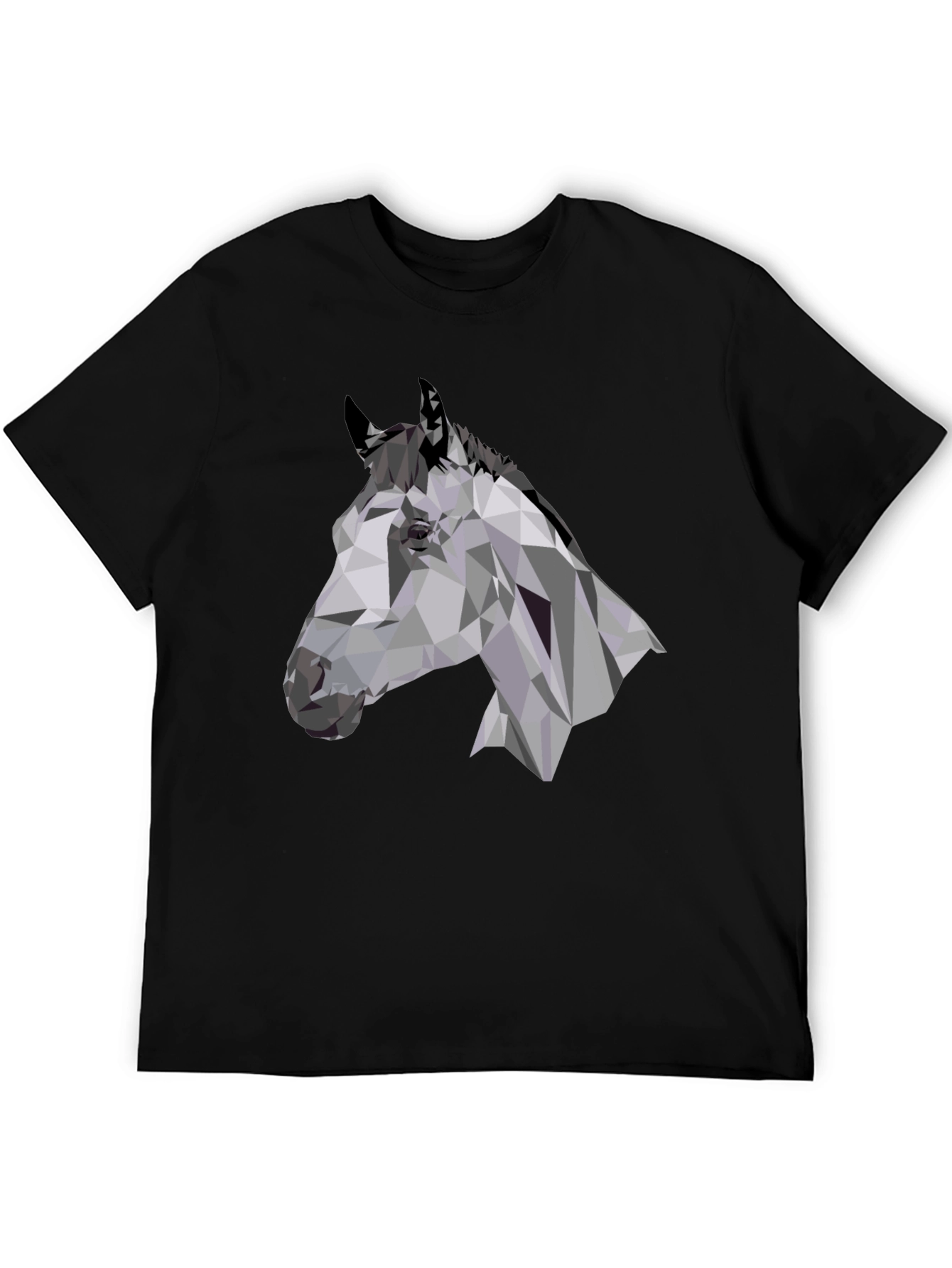 Geometric Horse Head Black T-Shirt