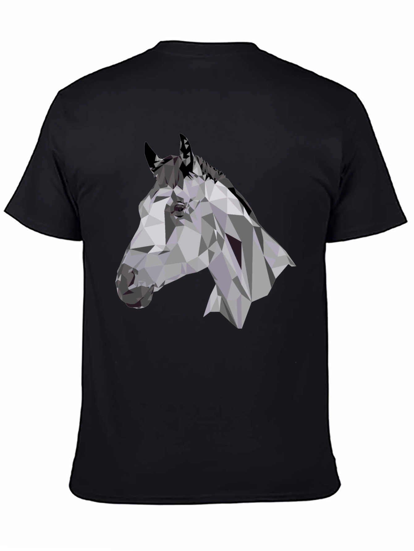 Geometric Horse Head Black T-Shirt