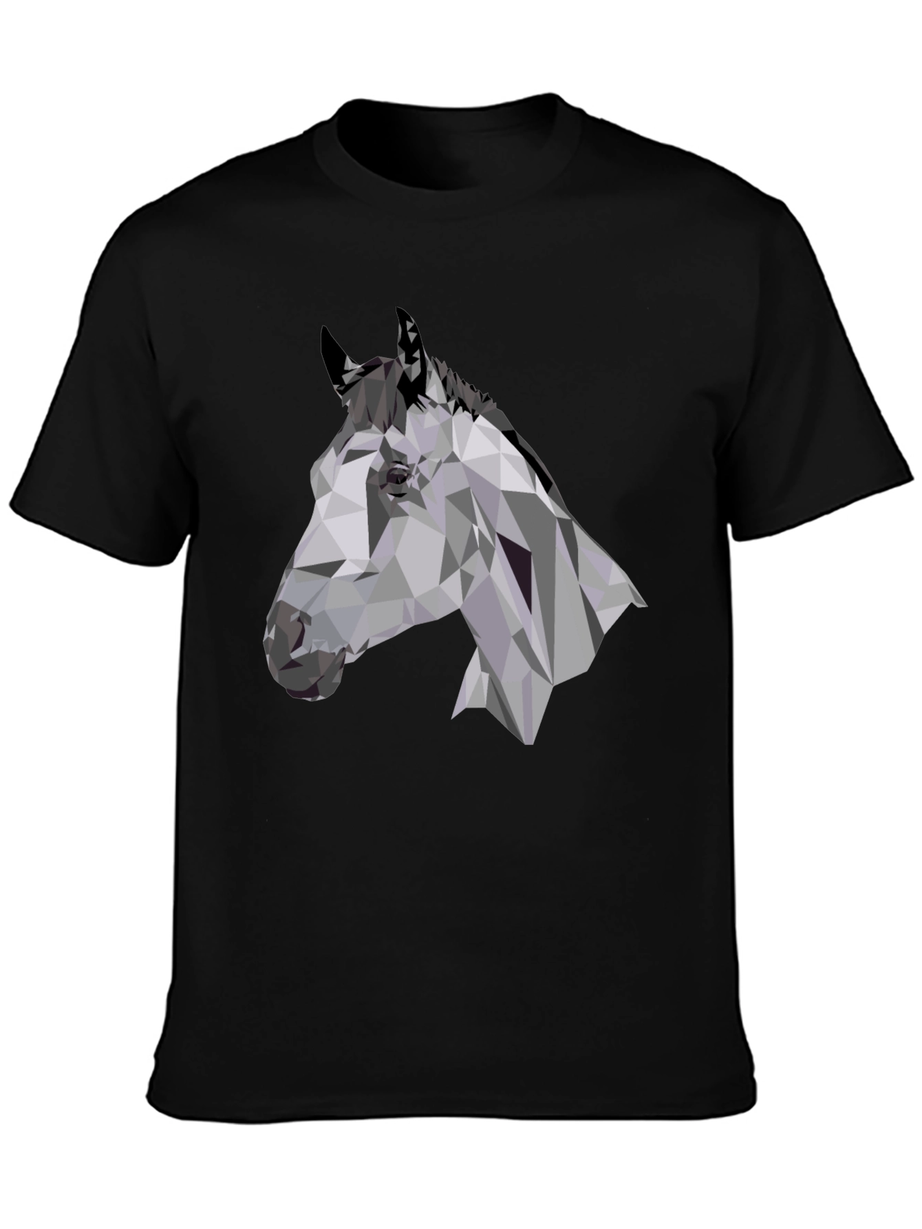 Geometric Horse Head Black T-Shirt