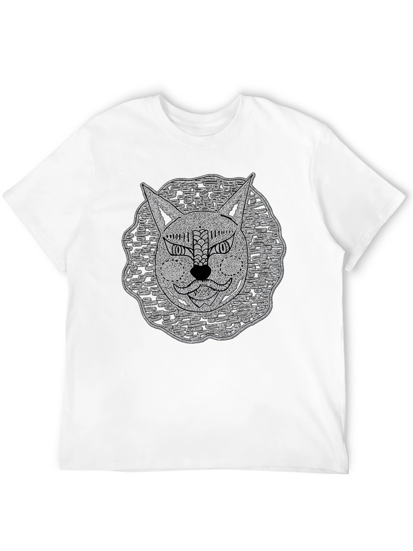 Abstract Cat Face Black T-Shirt