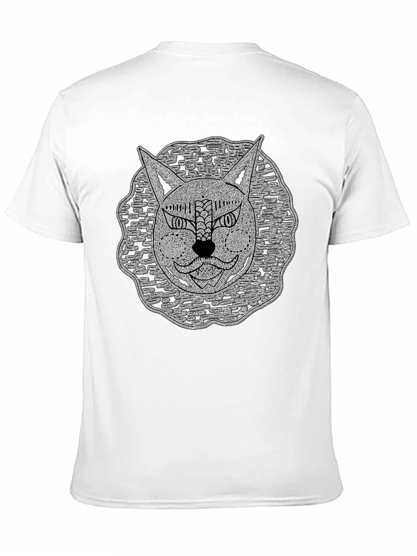 Abstract Cat Face Black T-Shirt