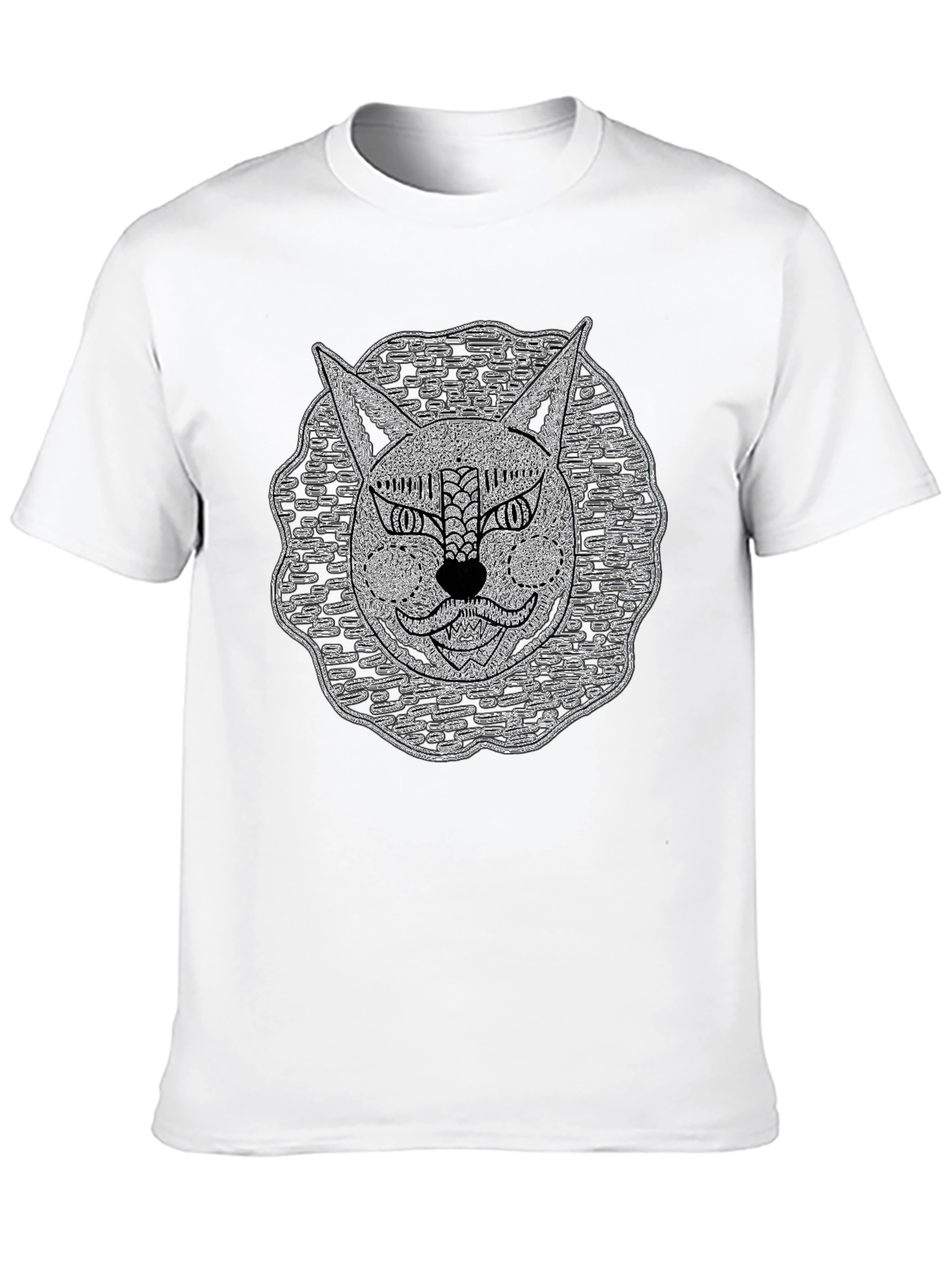 Abstract Cat Face Black T-Shirt