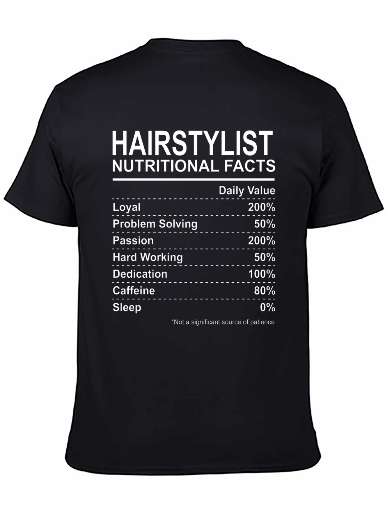Hairstylist Nutritional Facts Black T-Shirt