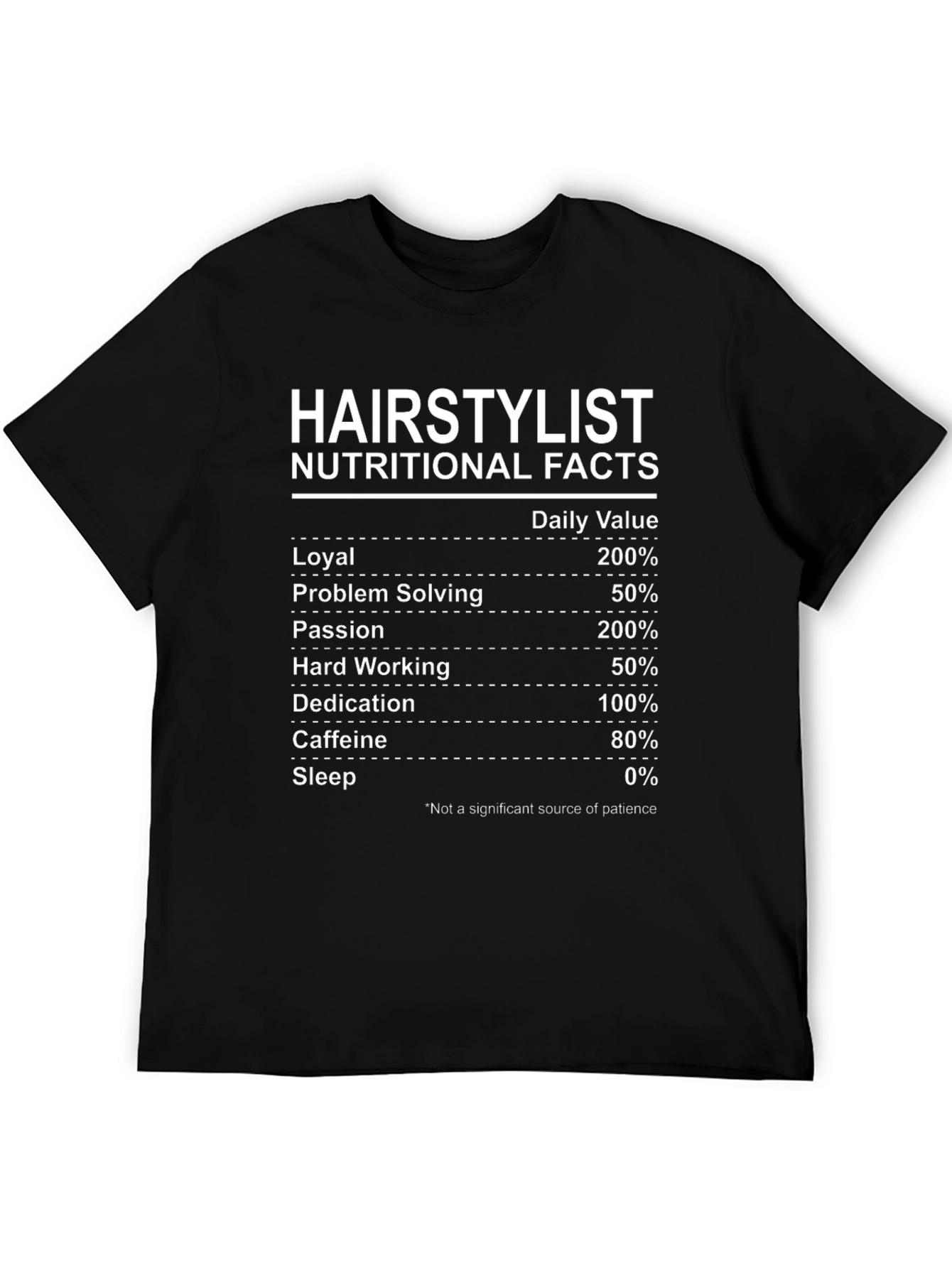 Hairstylist Nutritional Facts Black T-Shirt