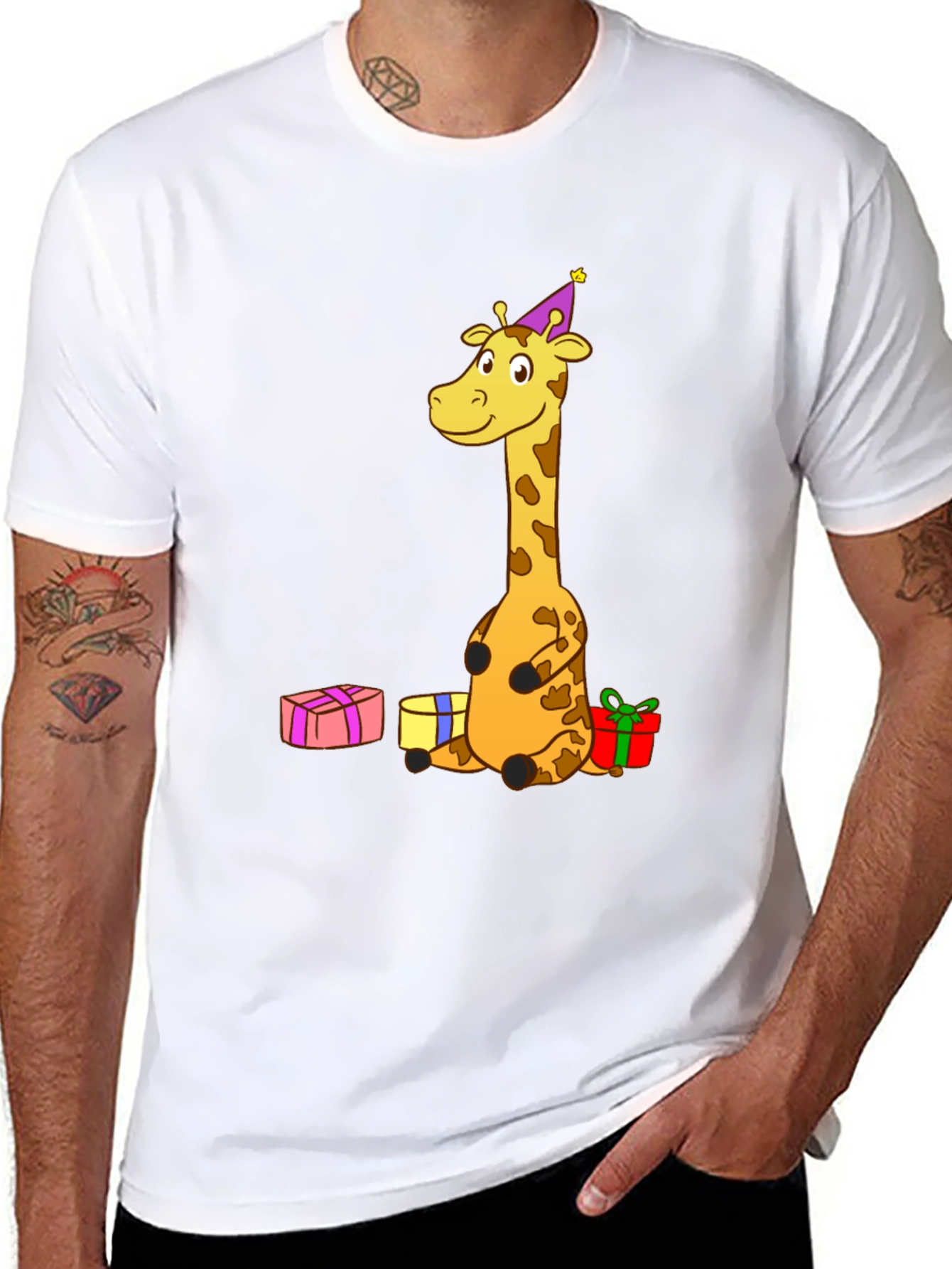 Giraffe Birthday T-Shirt - Fun Cartoon Tee