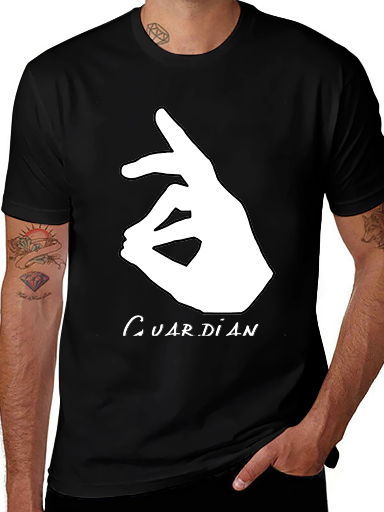 Guardian Hand Gesture Graphic Black Tee
