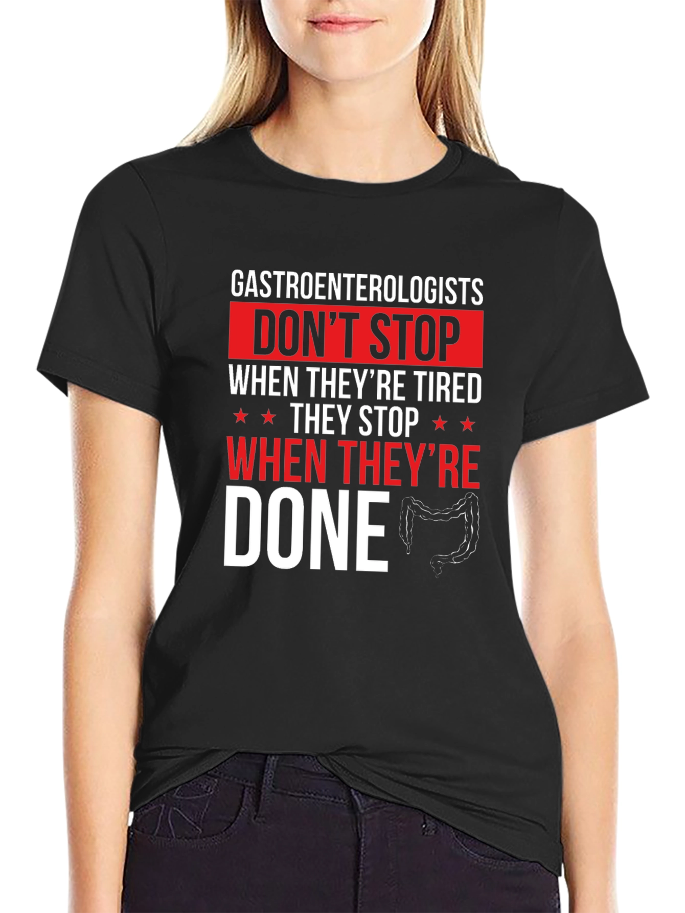 Gastroenterologist Humor Graphic Tee - Black Cotton Blend