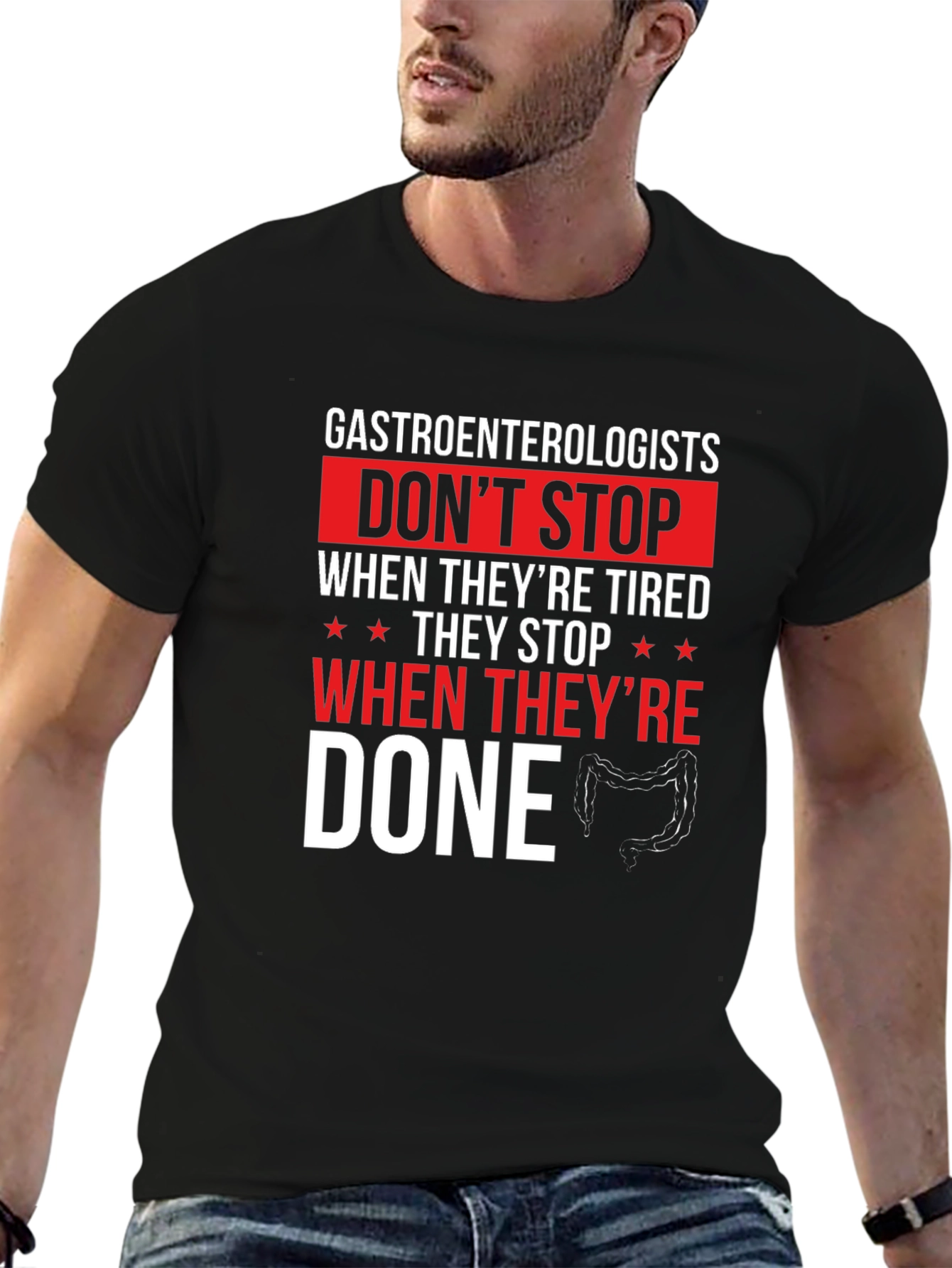 Gastroenterologist Humor Graphic Tee - Black Cotton Blend
