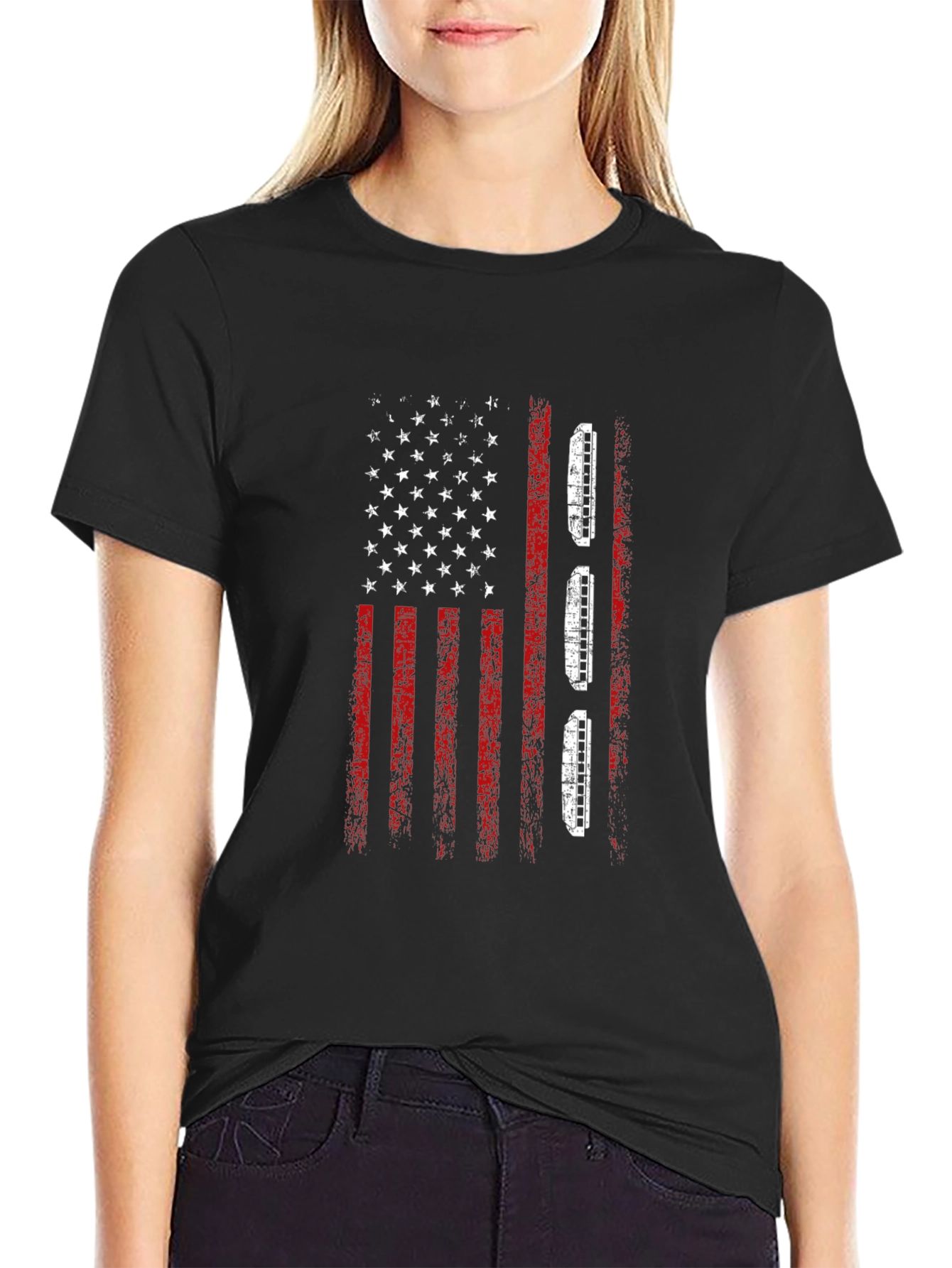 American Flag Harmonica T-Shirt