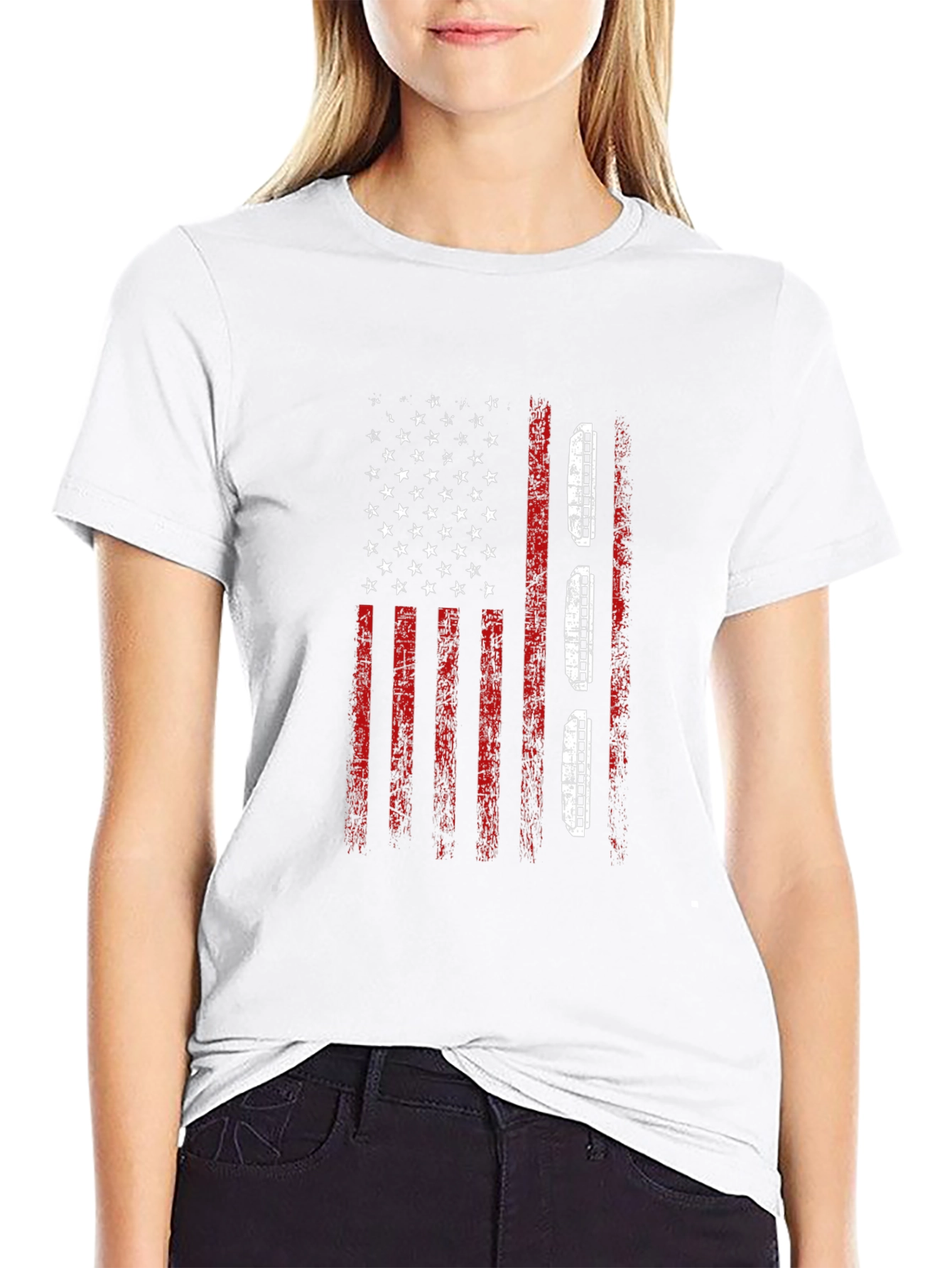 American Flag Harmonica T-Shirt