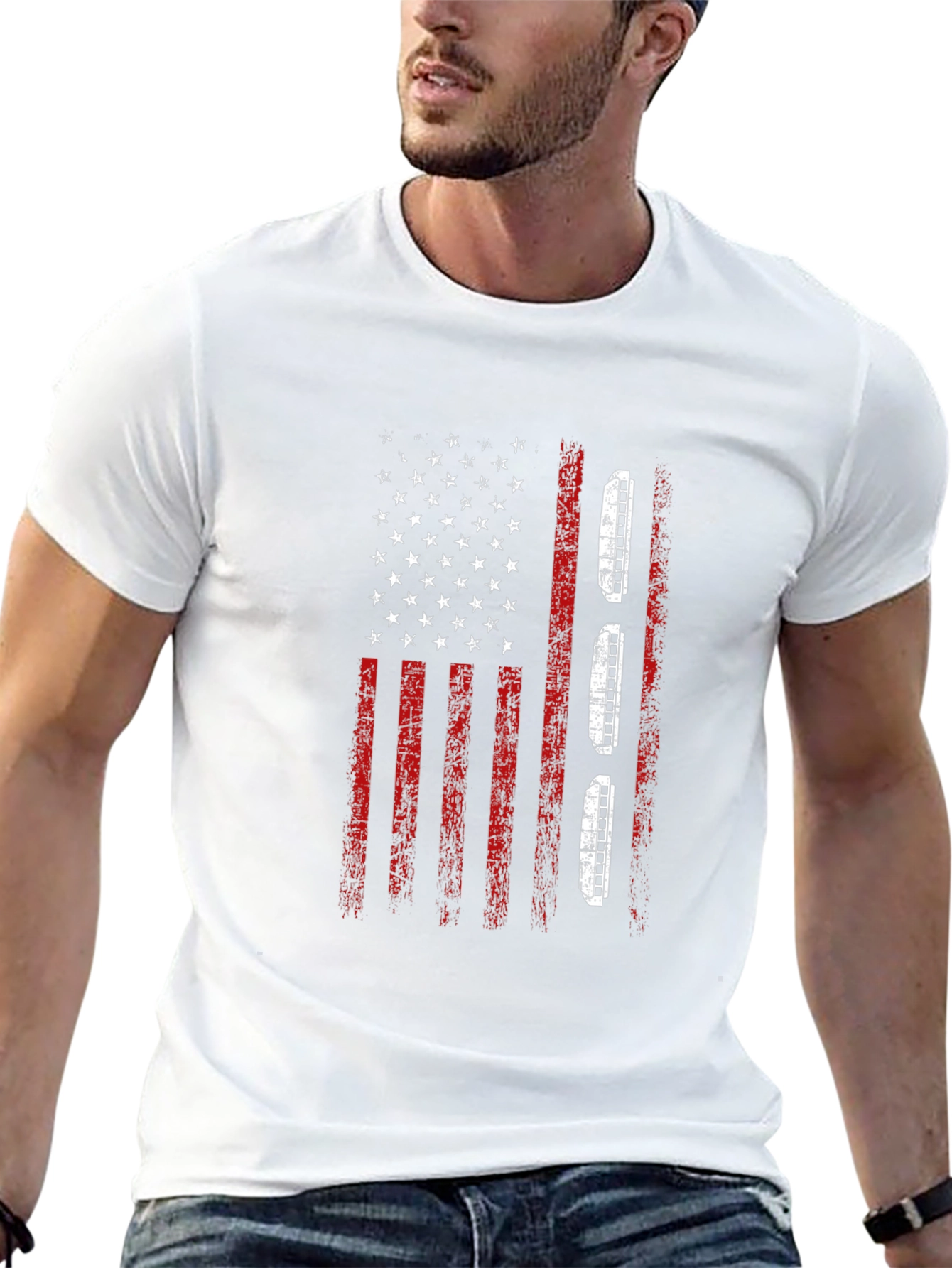 American Flag Harmonica T-Shirt