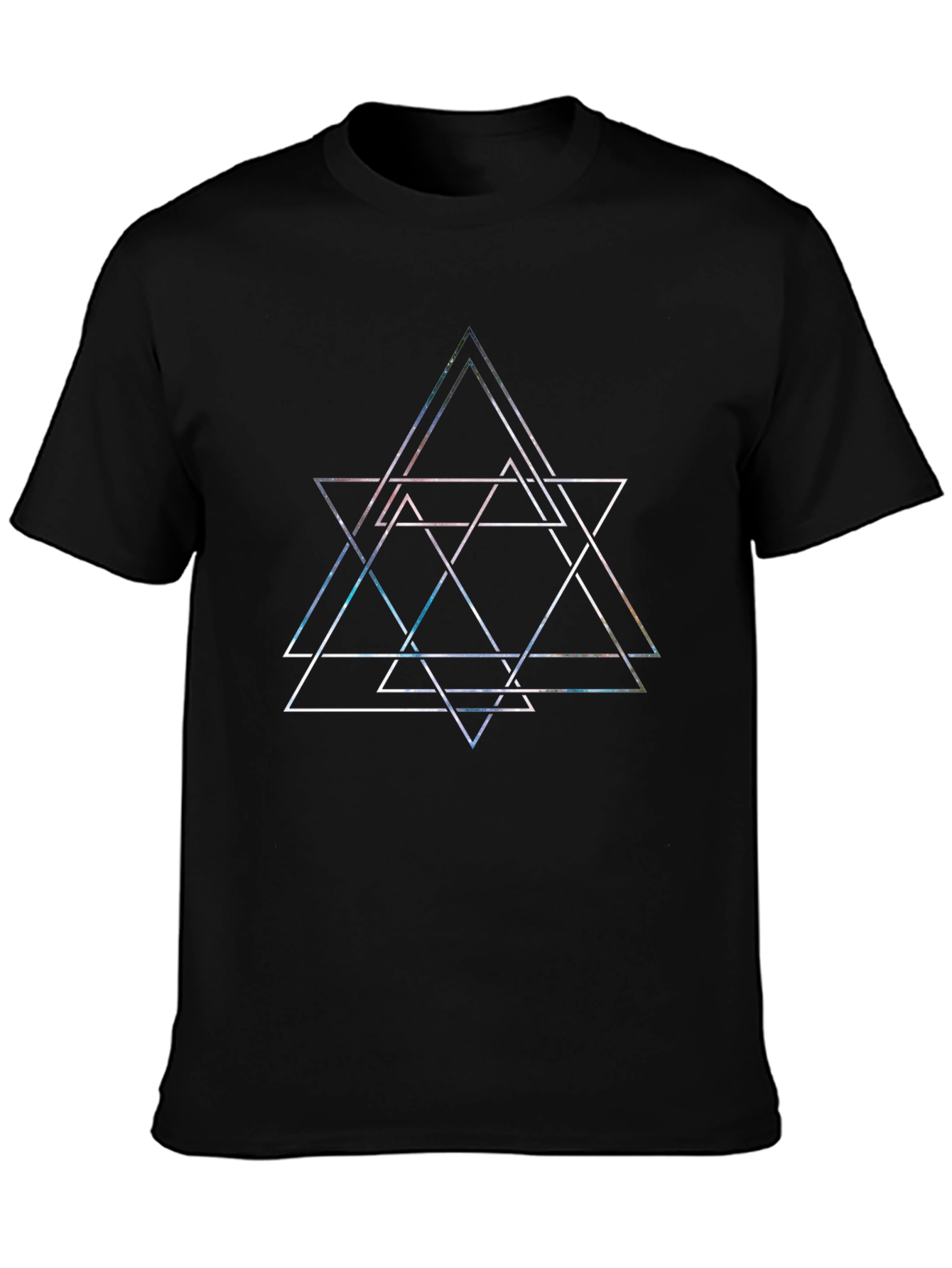 Geometric Triangle Graphic Print Mens Black T-Shirt