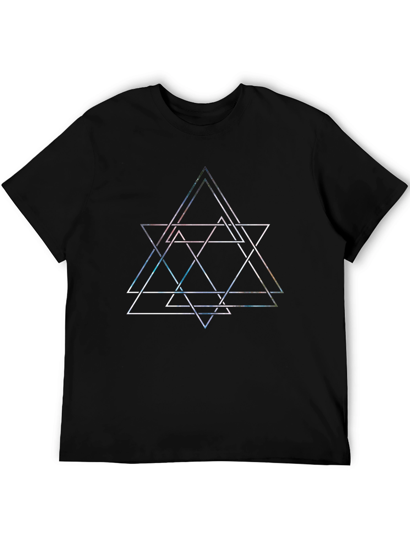 Geometric Triangle Graphic Print Mens Black T-Shirt