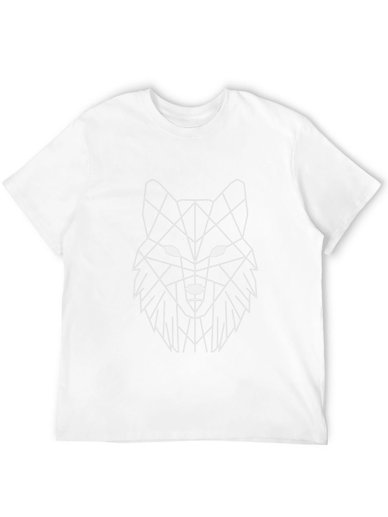 Geometric Wolf Graphic Print Black T-Shirt