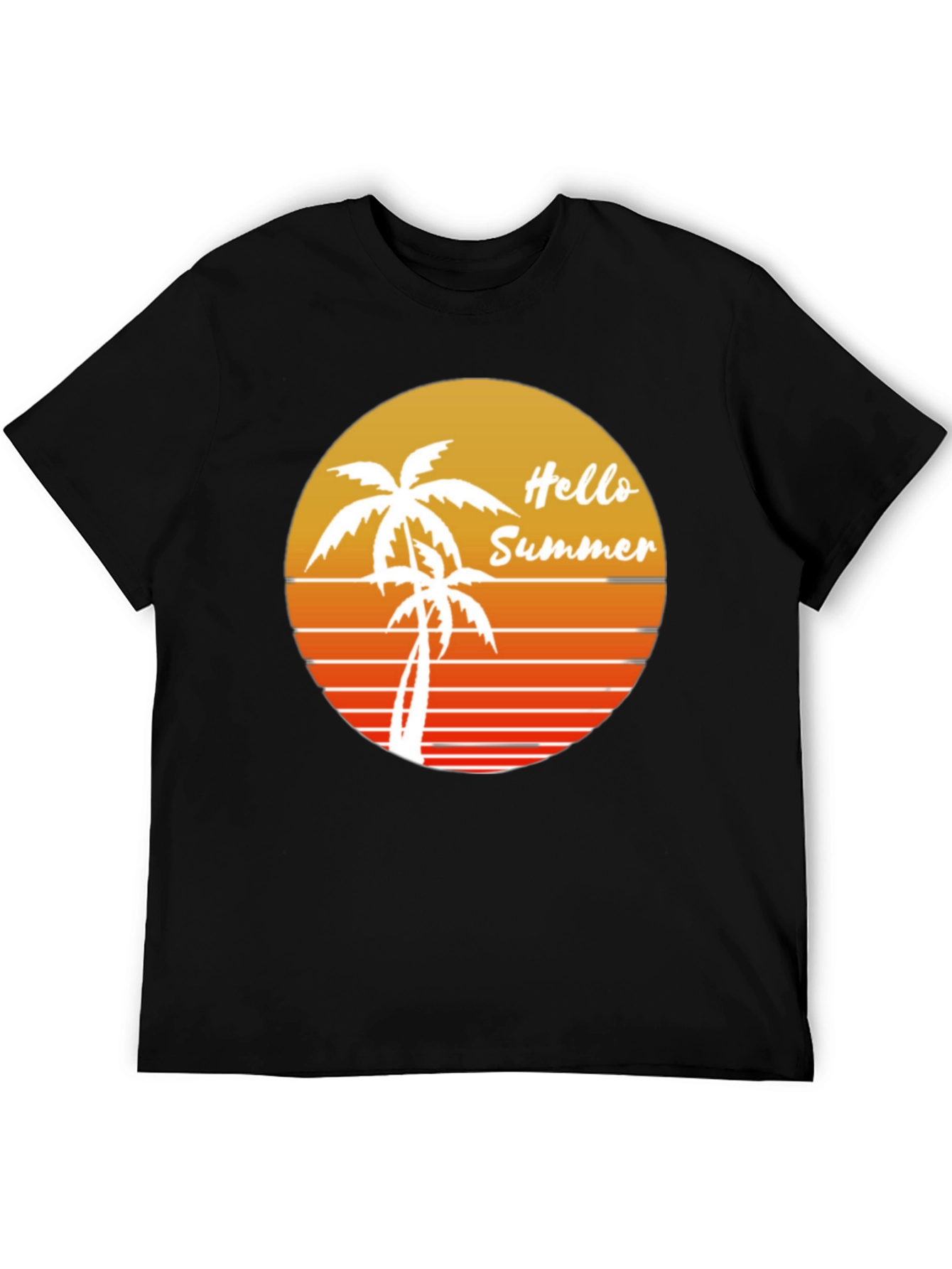 Hello Summer Graphic Tee - Black Cotton Shirt