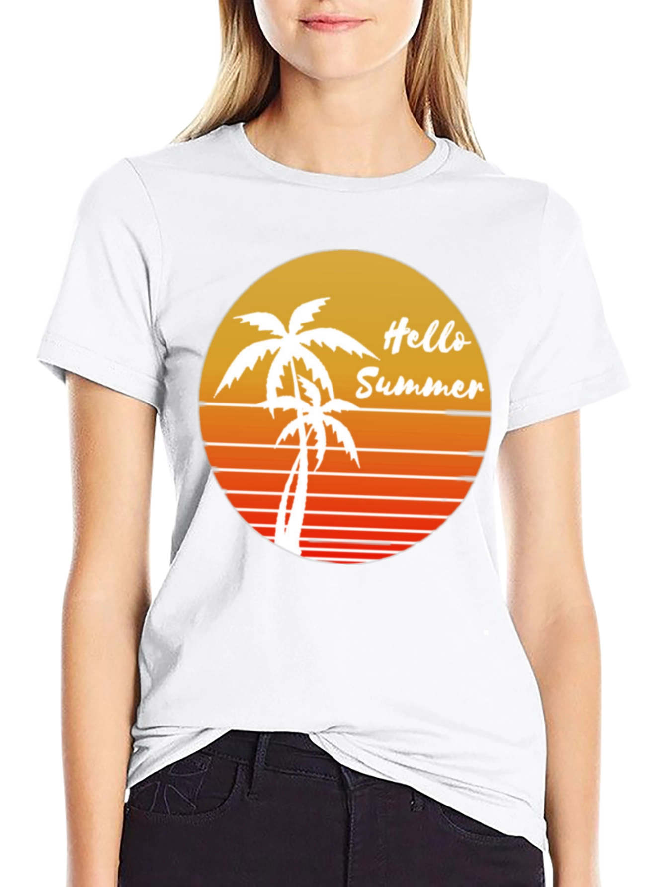 Hello Summer Graphic Tee - Black Cotton Shirt