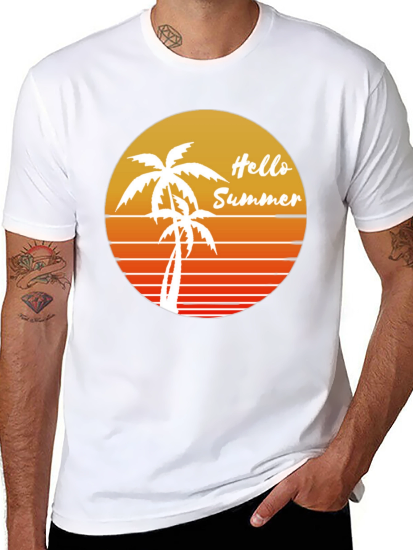 Hello Summer Graphic Tee - Black Cotton Shirt