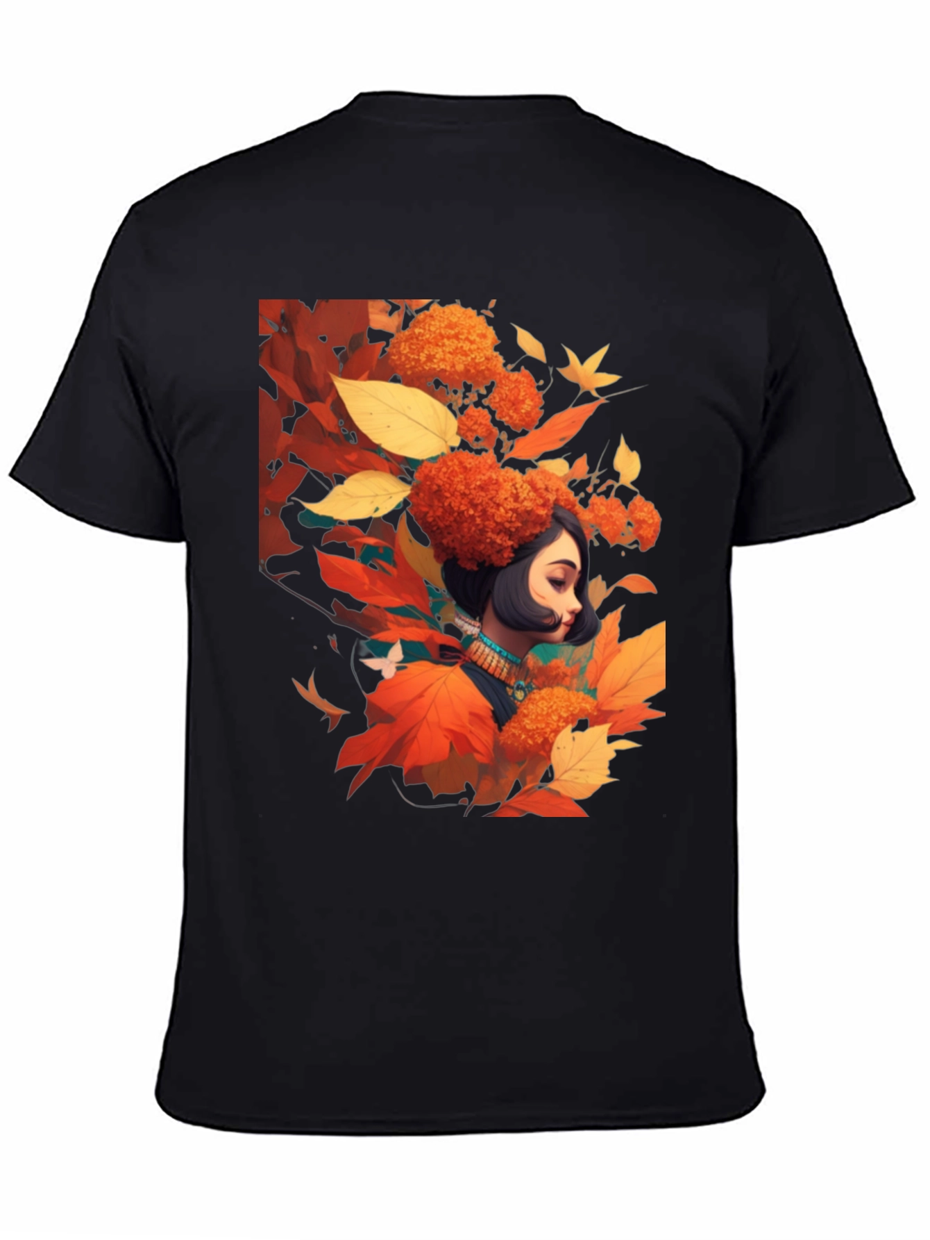 Autumnal Woman Graphic Black Tee