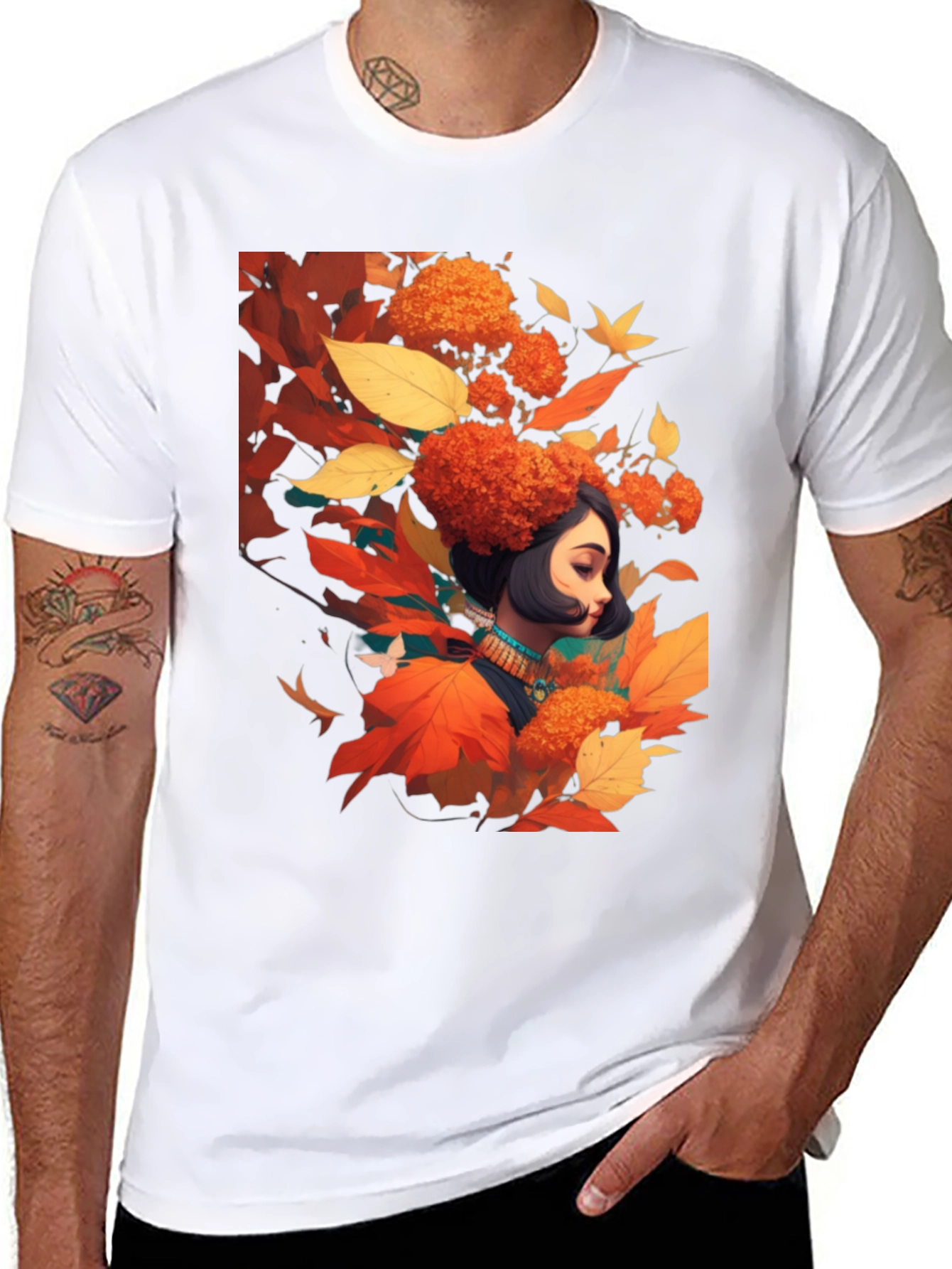 Autumnal Woman Graphic Black Tee