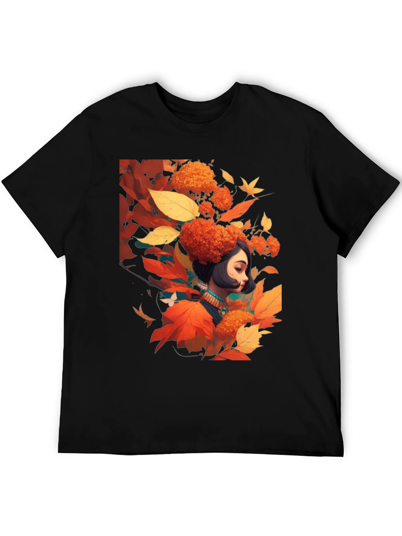 Autumnal Woman Graphic Black Tee