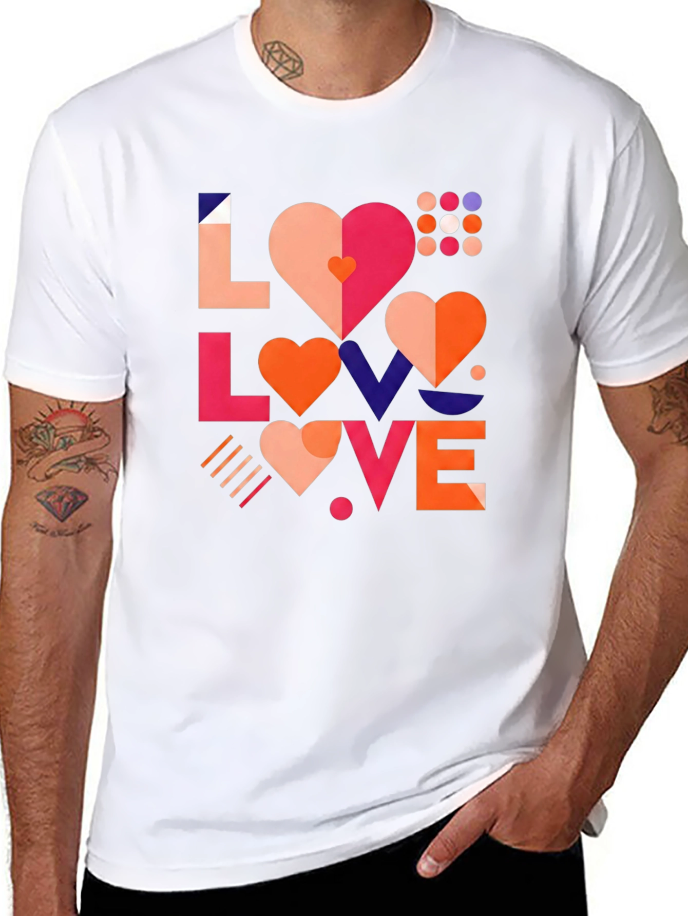 Geometric Love Graphic Black Tee
