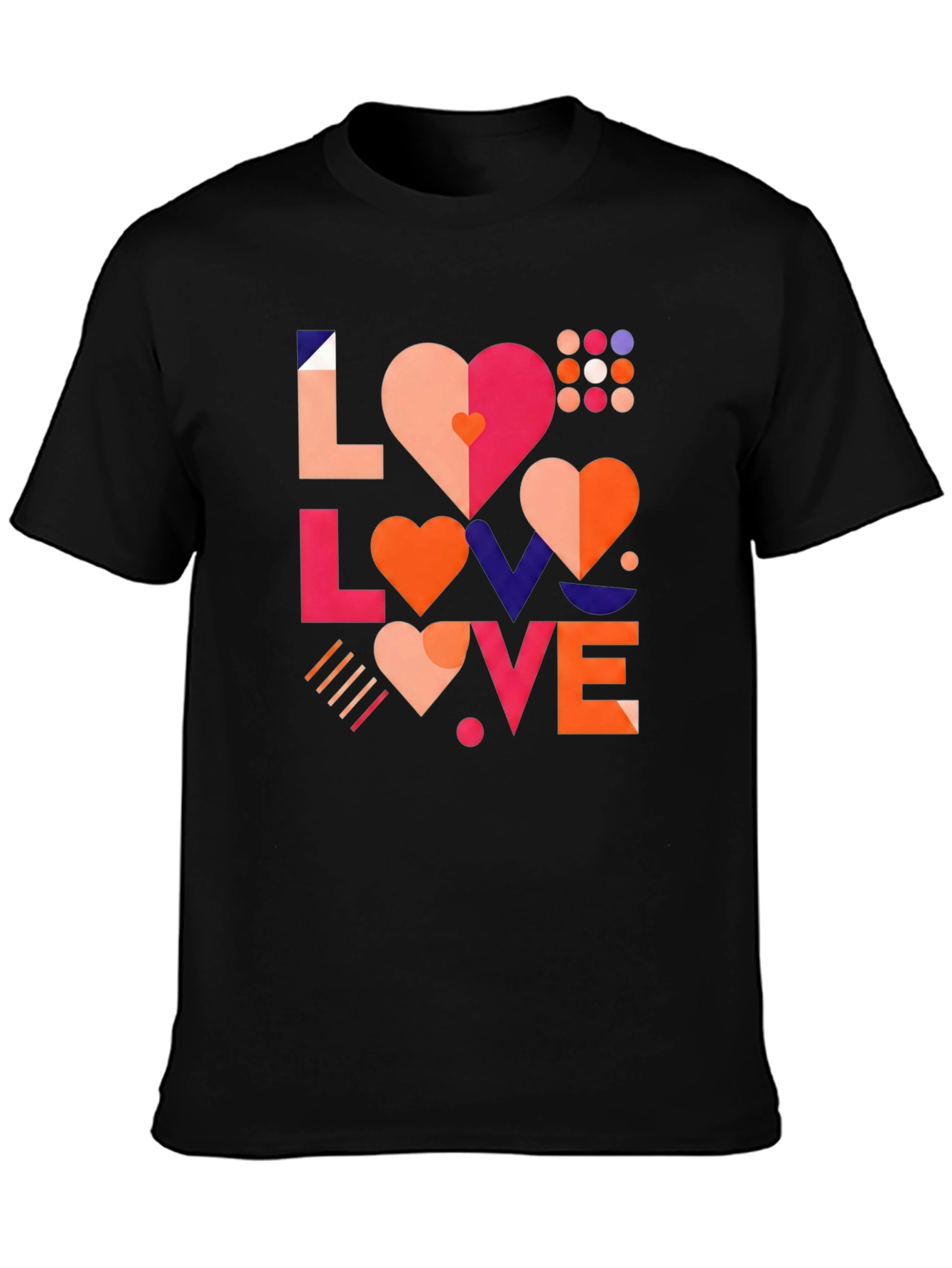 Geometric Love Graphic Black Tee