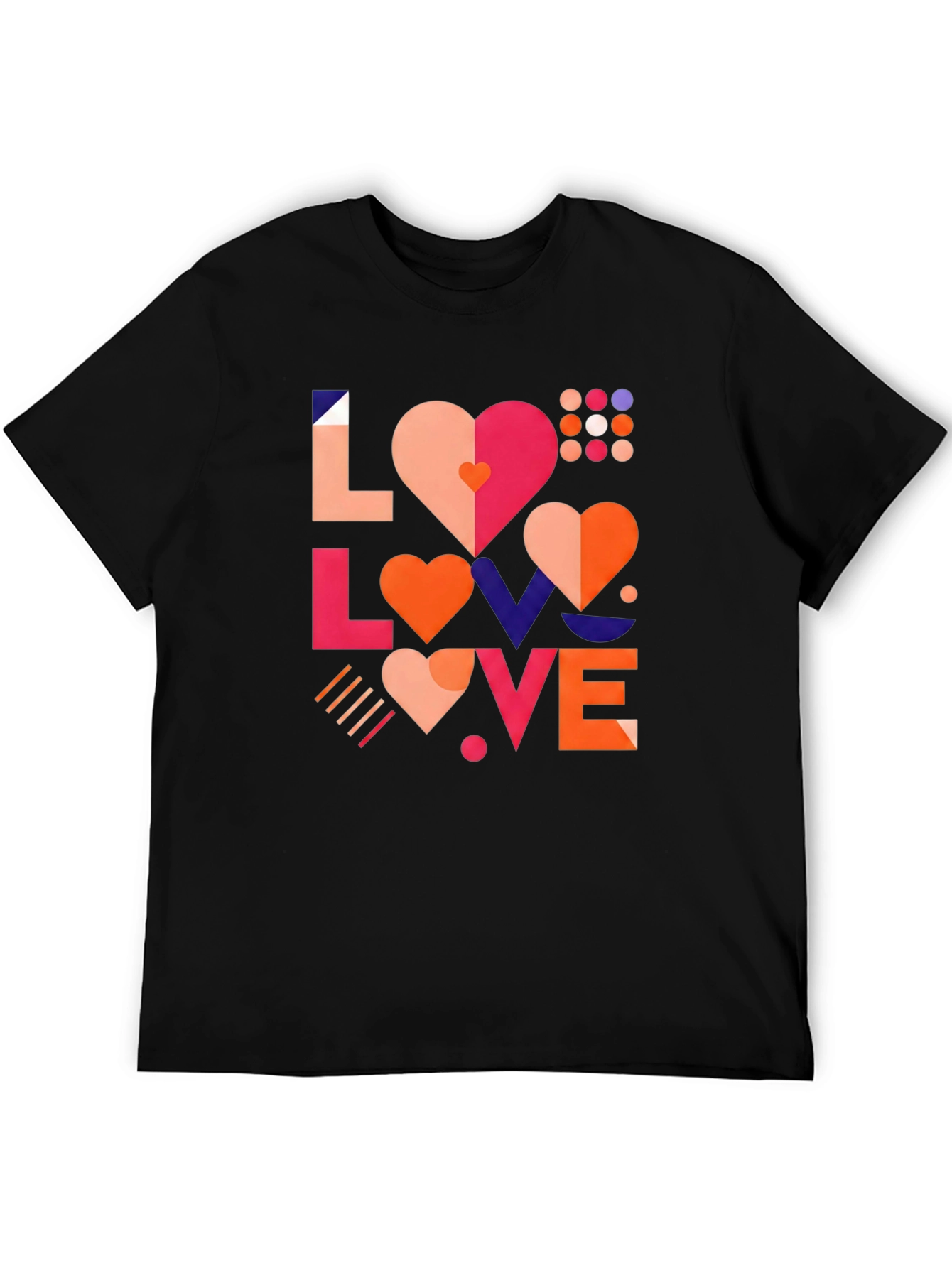 Geometric Love Graphic Black Tee