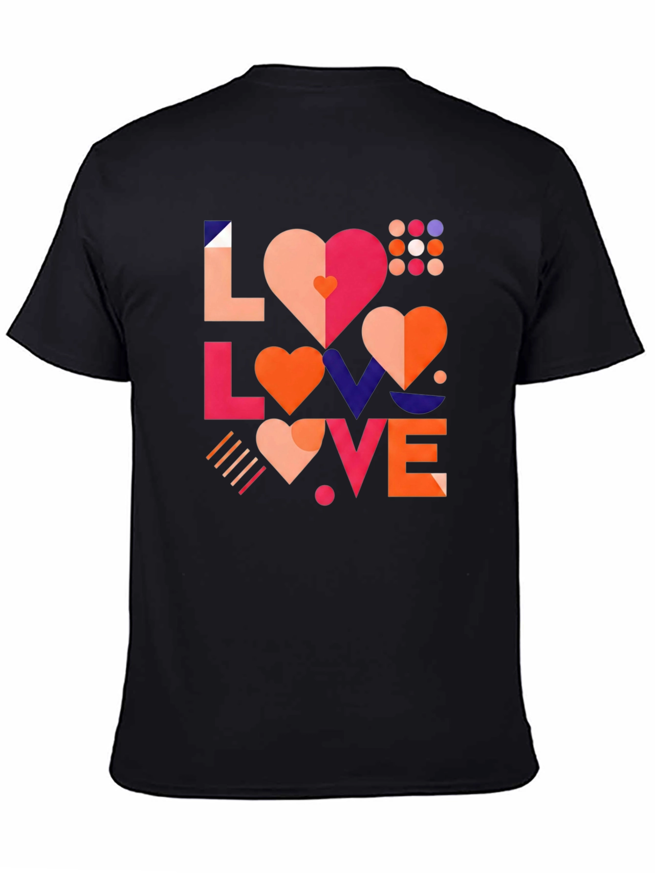 Geometric Love Graphic Black Tee