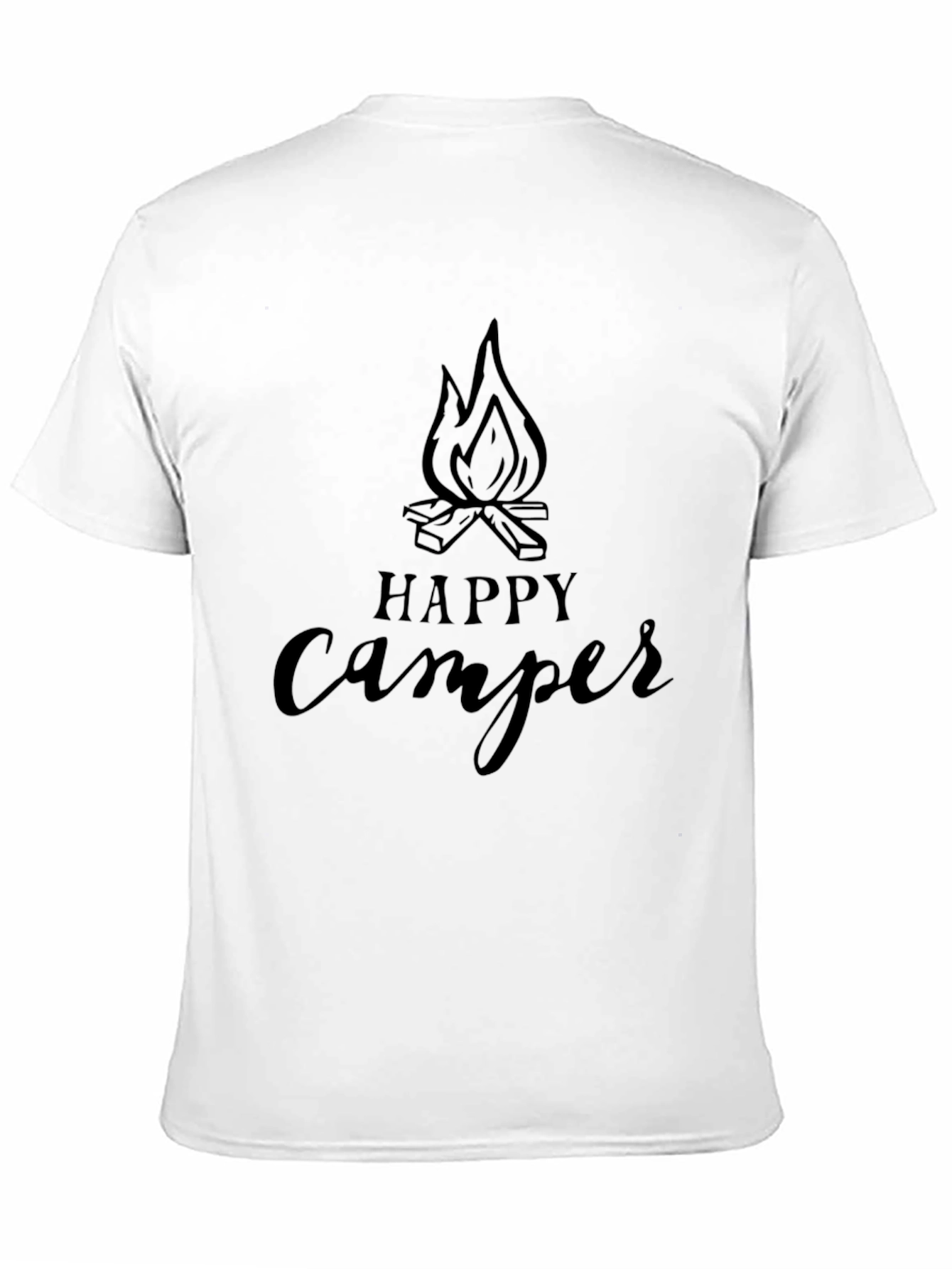 Happy Camper Graphic Tee - Black Cotton T-Shirt