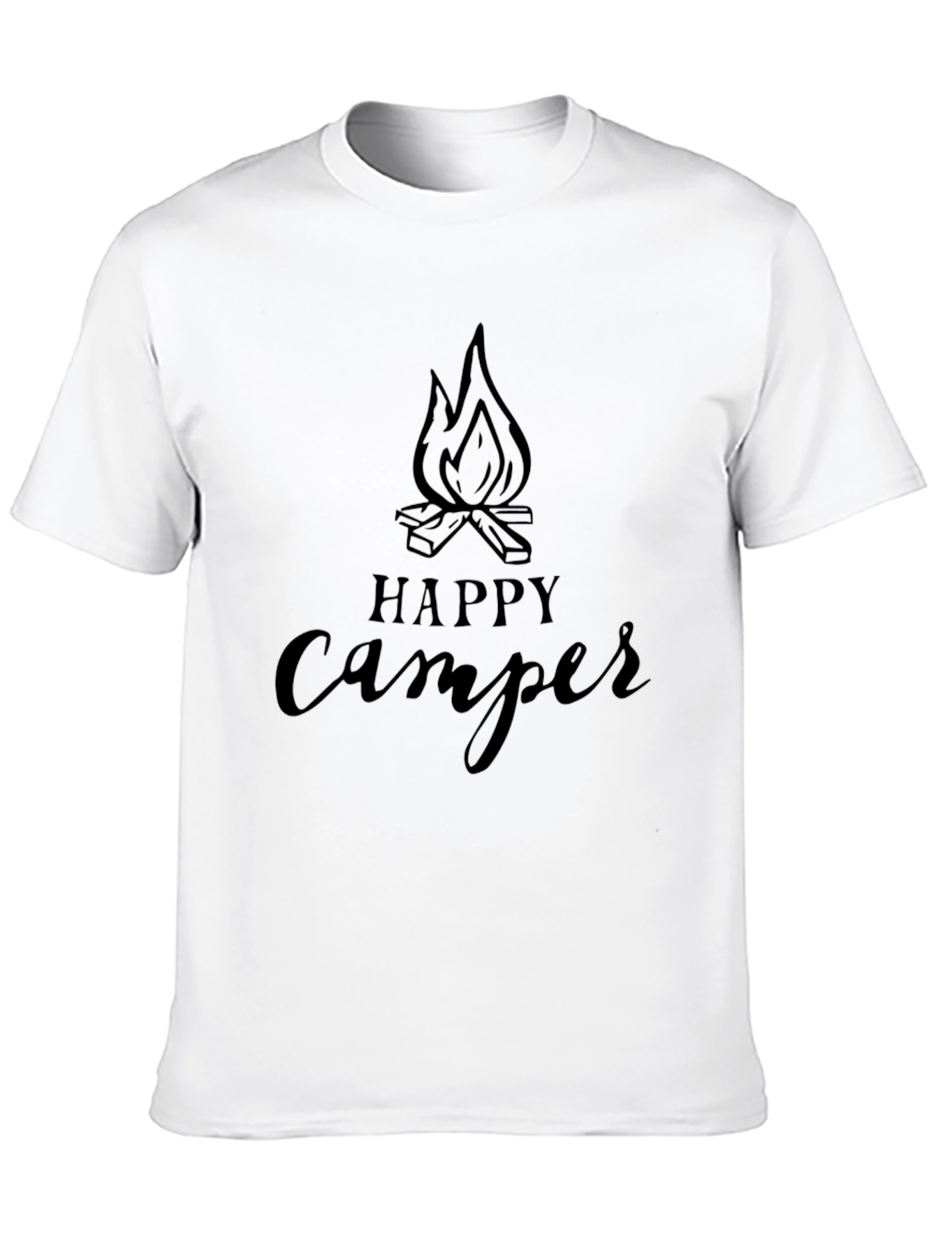 Happy Camper Graphic Tee - Black Cotton T-Shirt