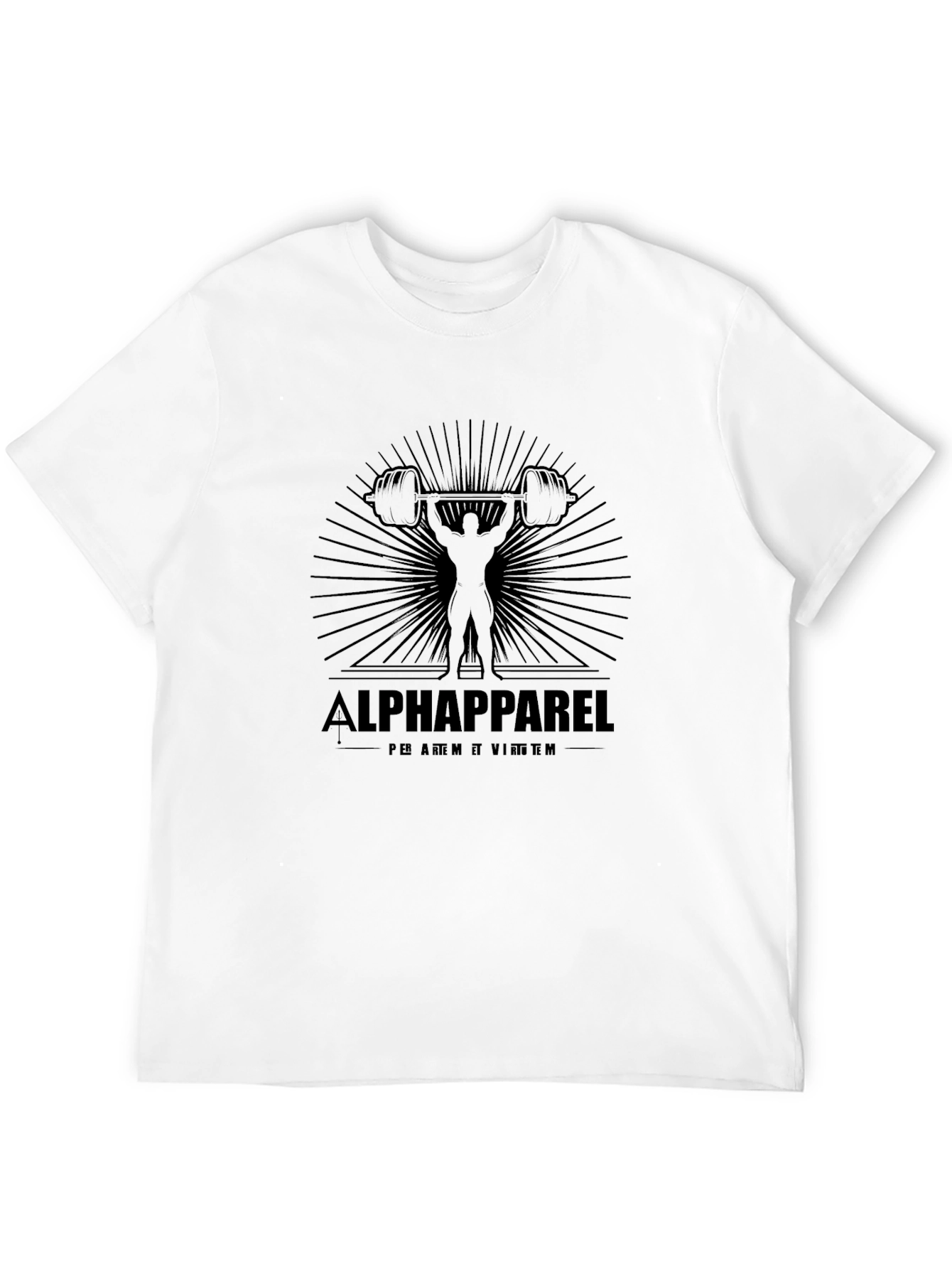 Alpha Apparel Black Graphic T-Shirt - Weightlifting Design