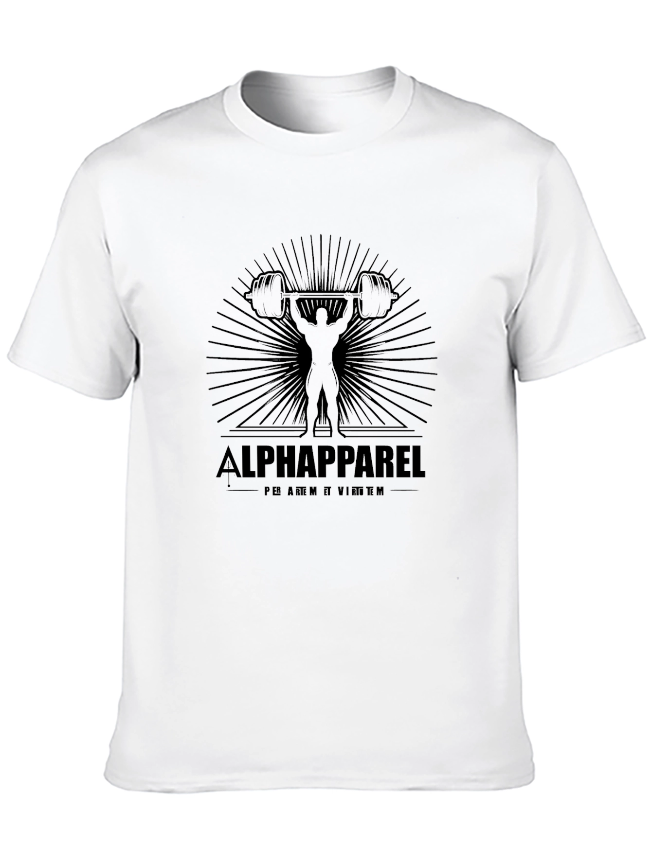 Alpha Apparel Black Graphic T-Shirt - Weightlifting Design