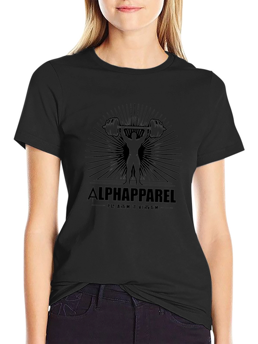 Alpha Apparel Black Graphic T-Shirt - Weightlifting Design