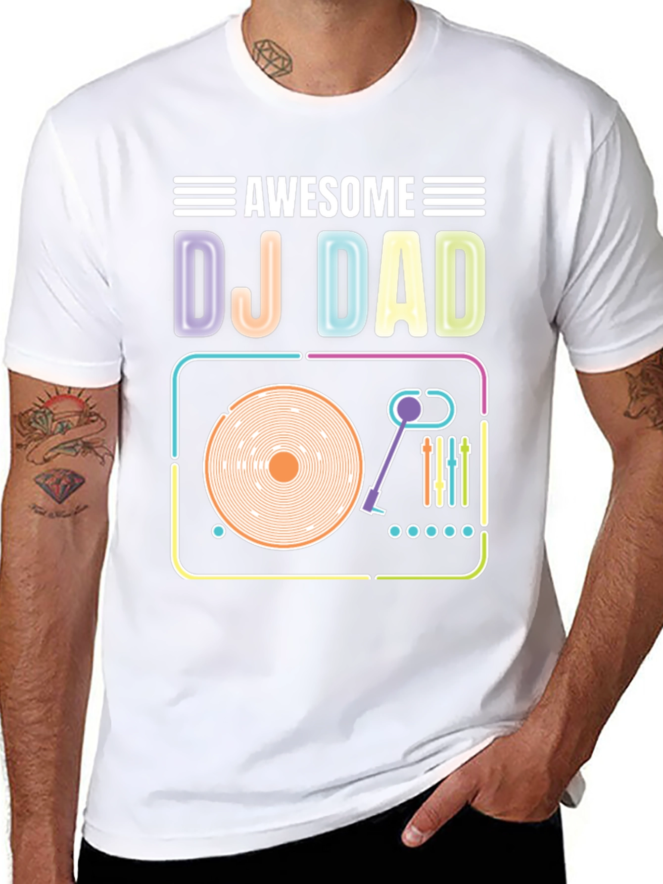 Awesome DJ Dad T-Shirt Turntable Graphic