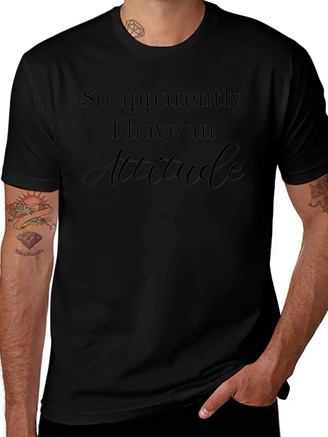 Attitude Slogan Black Cotton T-Shirt