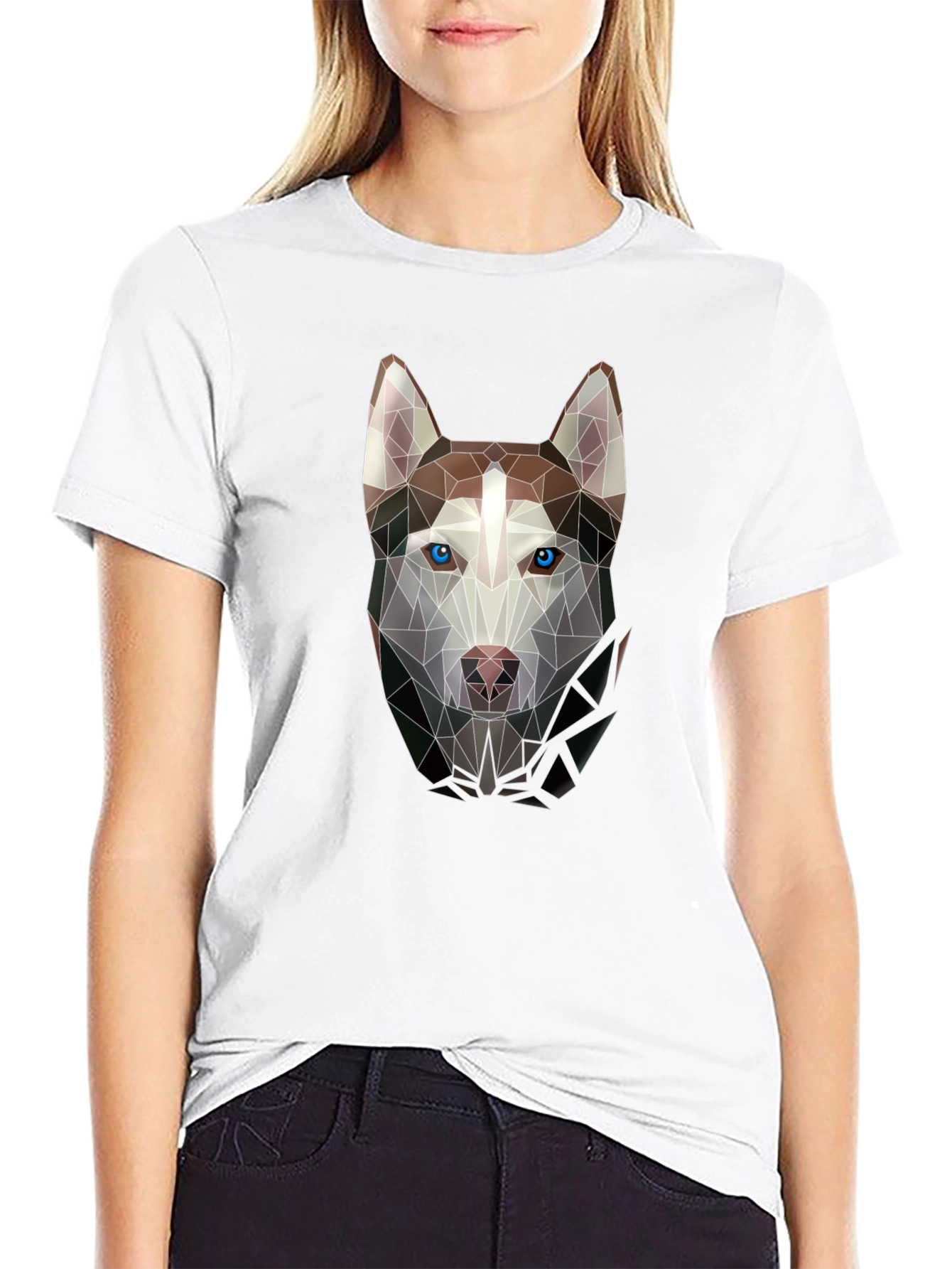 Geometric Husky Graphic Tee - Black