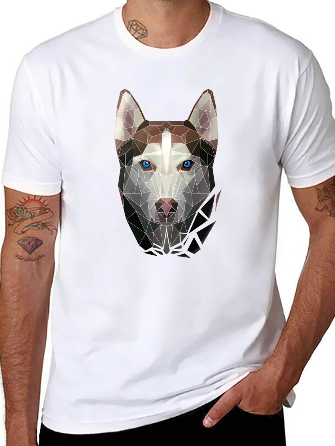 Geometric Husky Graphic Tee - Black